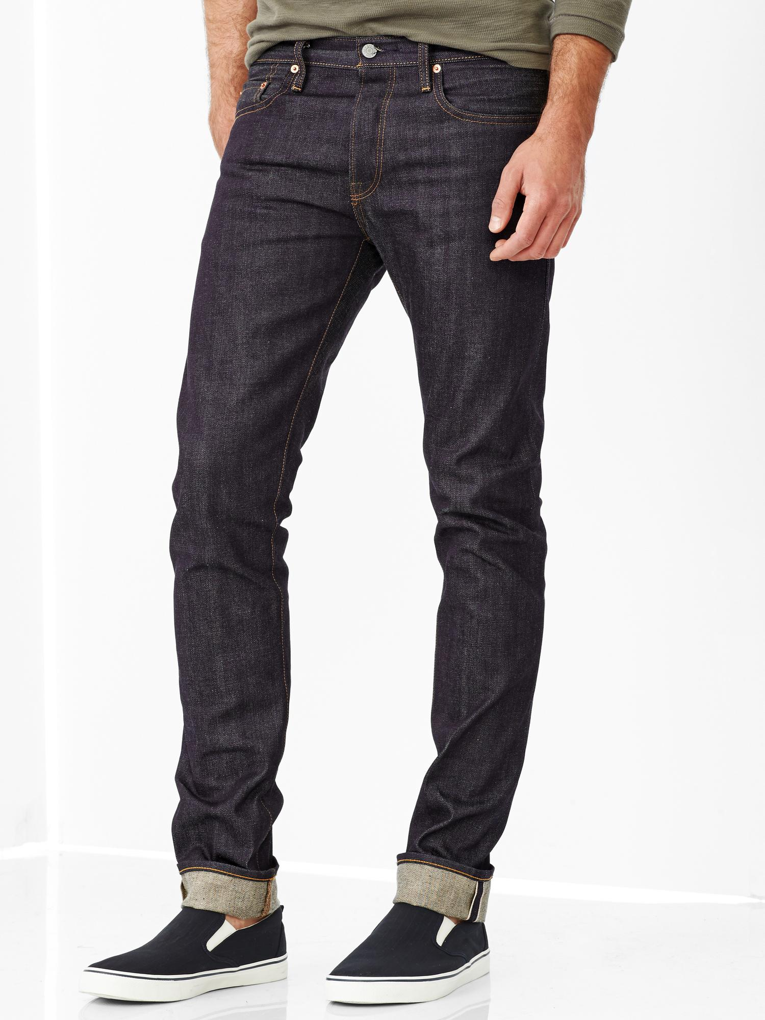 Gap Skinny Fit Jeans Raw Selvedge in Blue for Men (raw) | Lyst