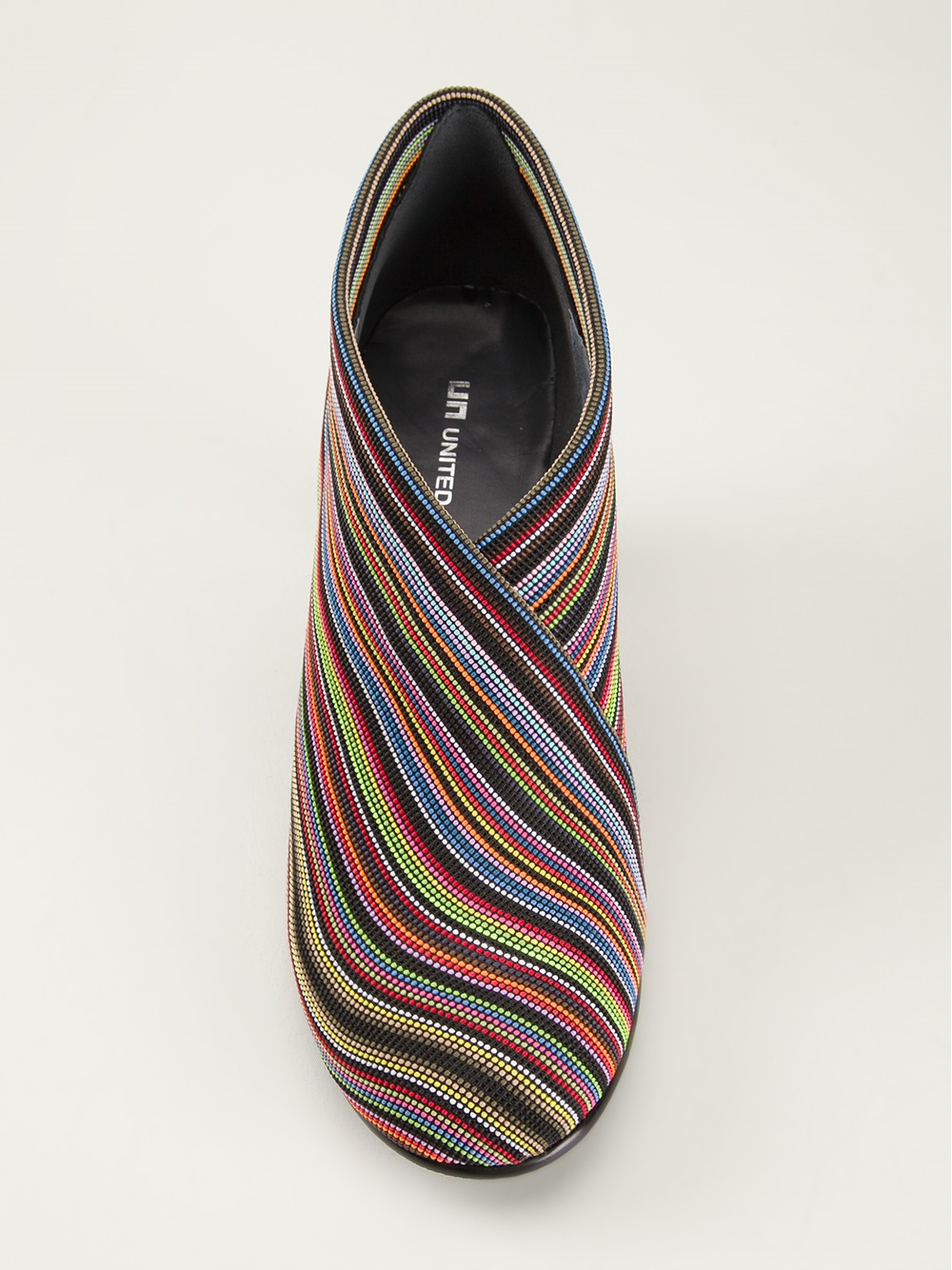 United Nude Multi Color Striped Fold Mid Low Ankle Boots 
