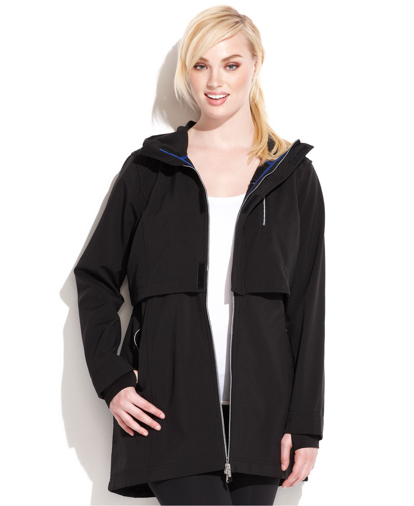 Calvin Klein Performance Plus Size Hooded Active Jacket in Black - Lyst