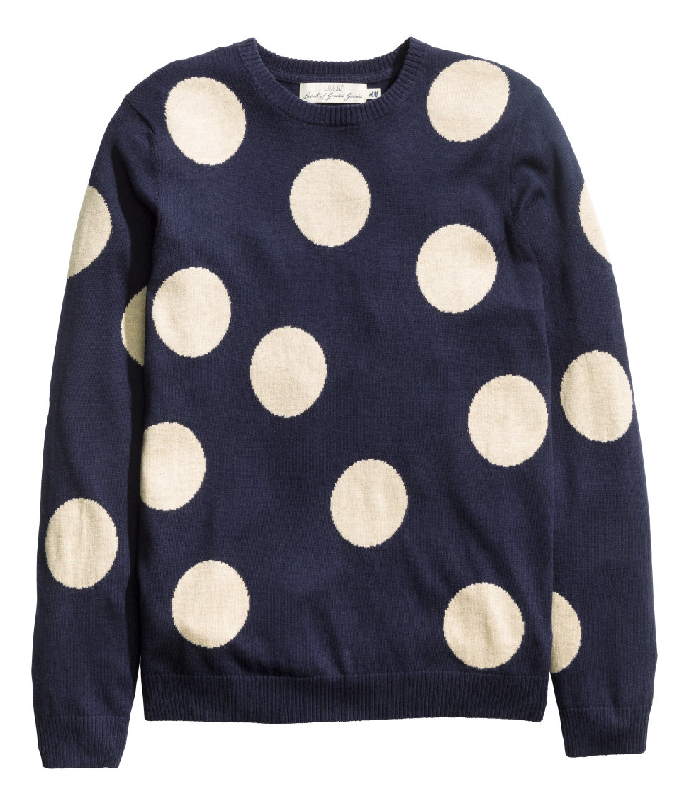 H M Fine Knit Jumper In Dark Blue Spotted Blue For Men Lyst
