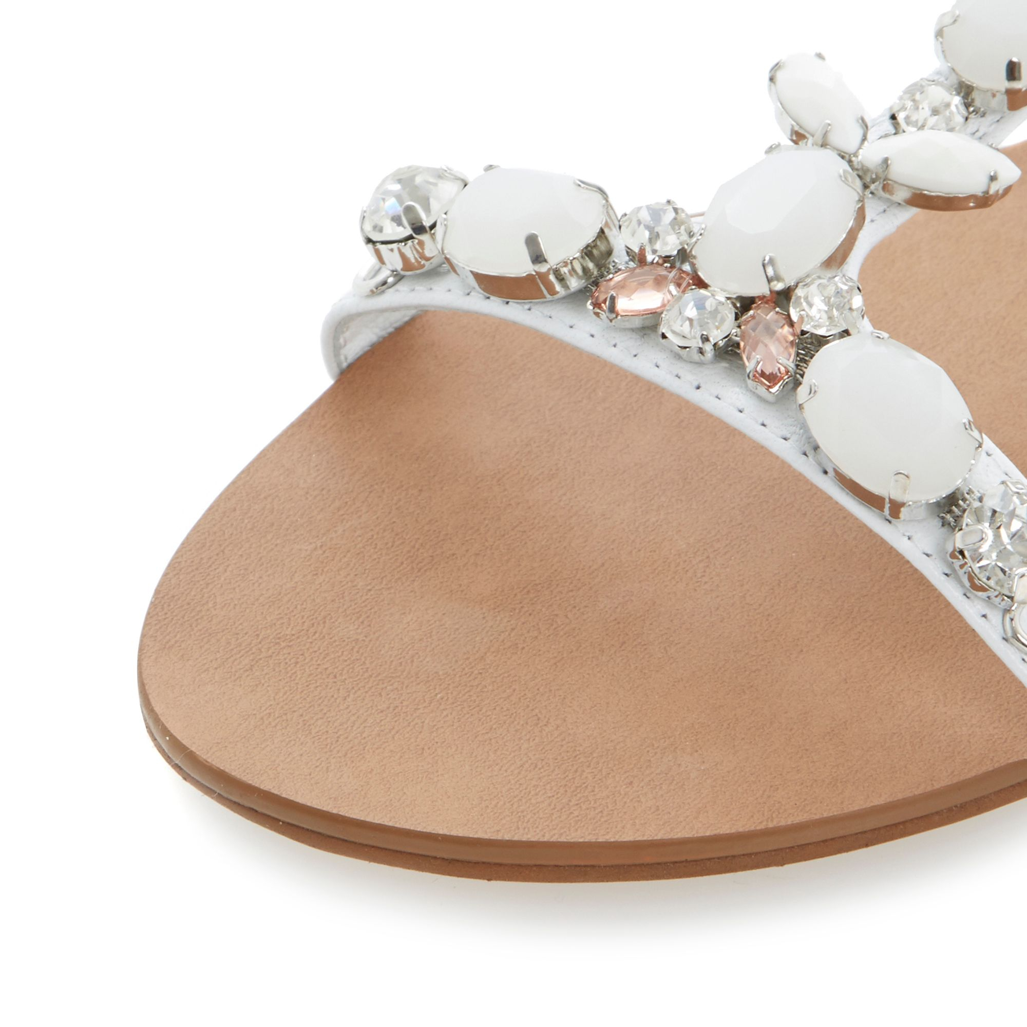 white sparkly flat sandals