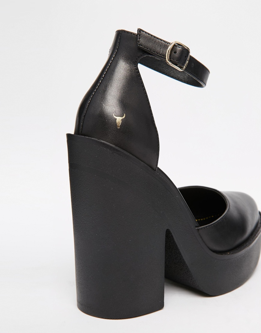 Windsor Smith Pow Ankle Strap Heeled Shoes in Black | Lyst