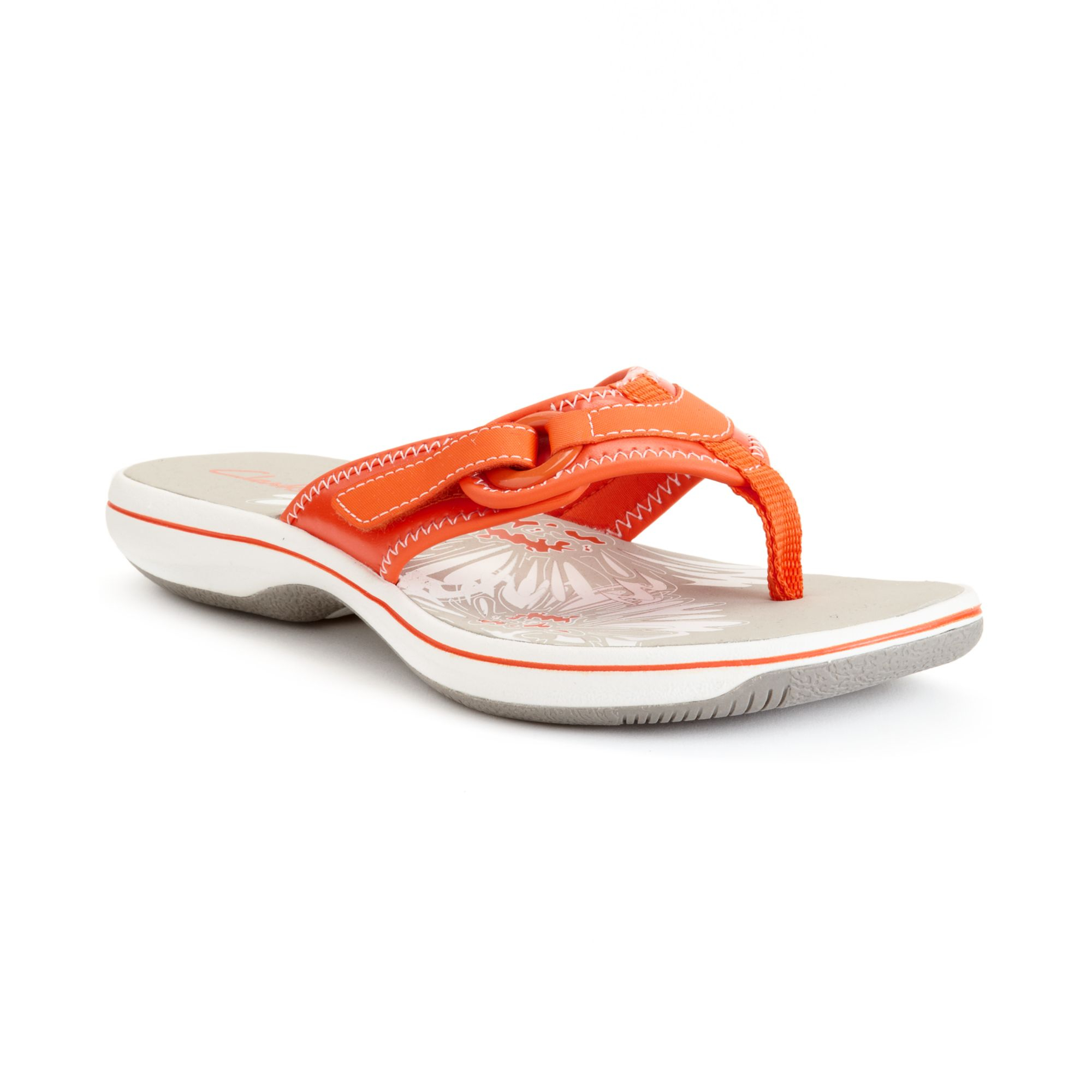 Clarks Womens Shoes Breeze Mila Flip Flops in Orange | Lyst