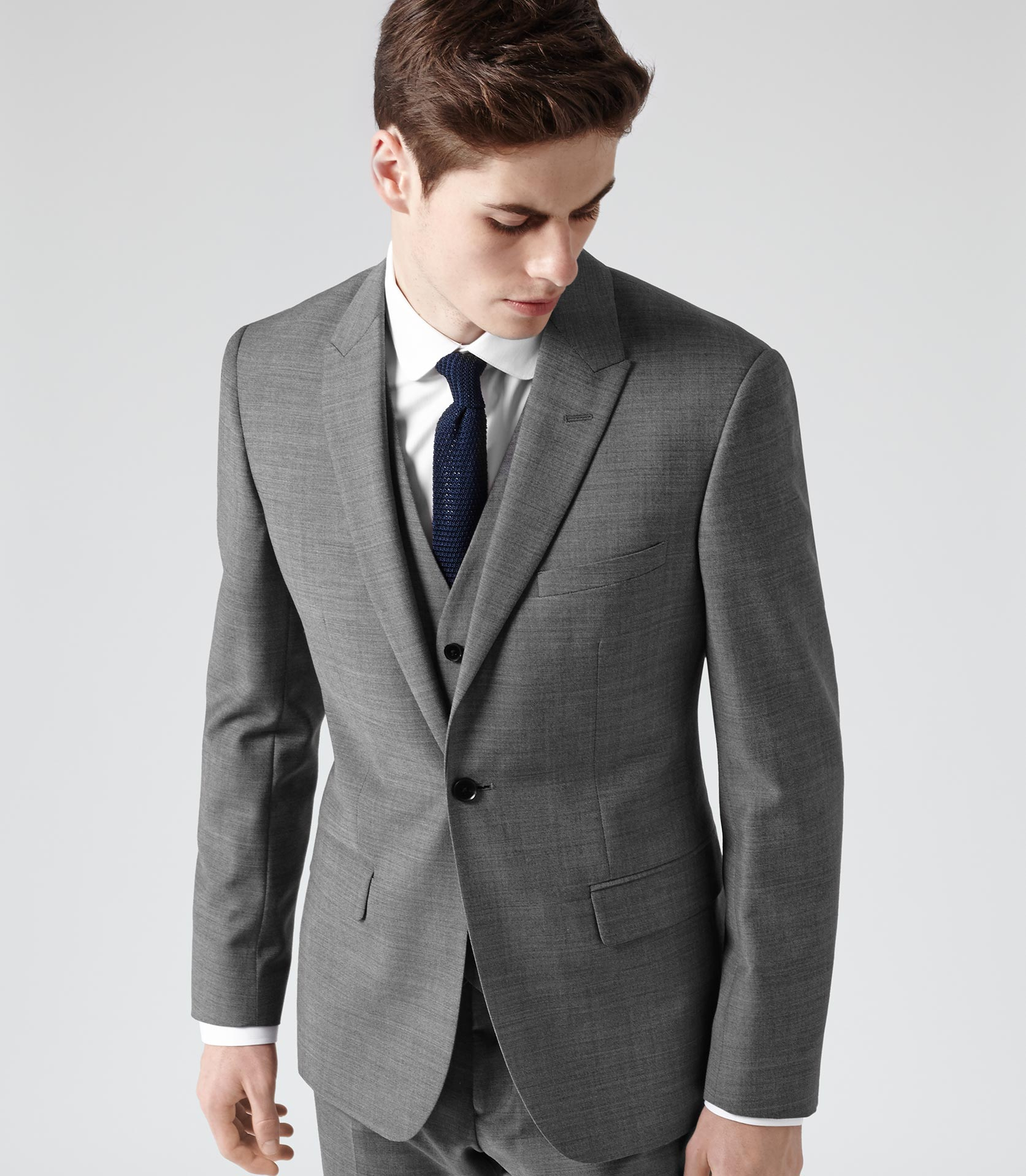 Reiss Youngs One Button Peak Lapel Suit in Gray for Men | Lyst