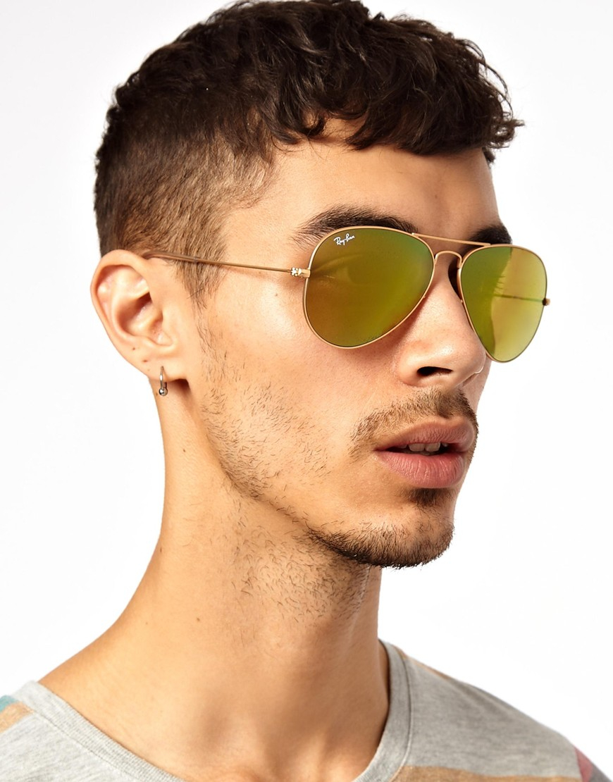 Ray-Ban Aviator Sunglasses in Gold (Yellow) for Men - Lyst