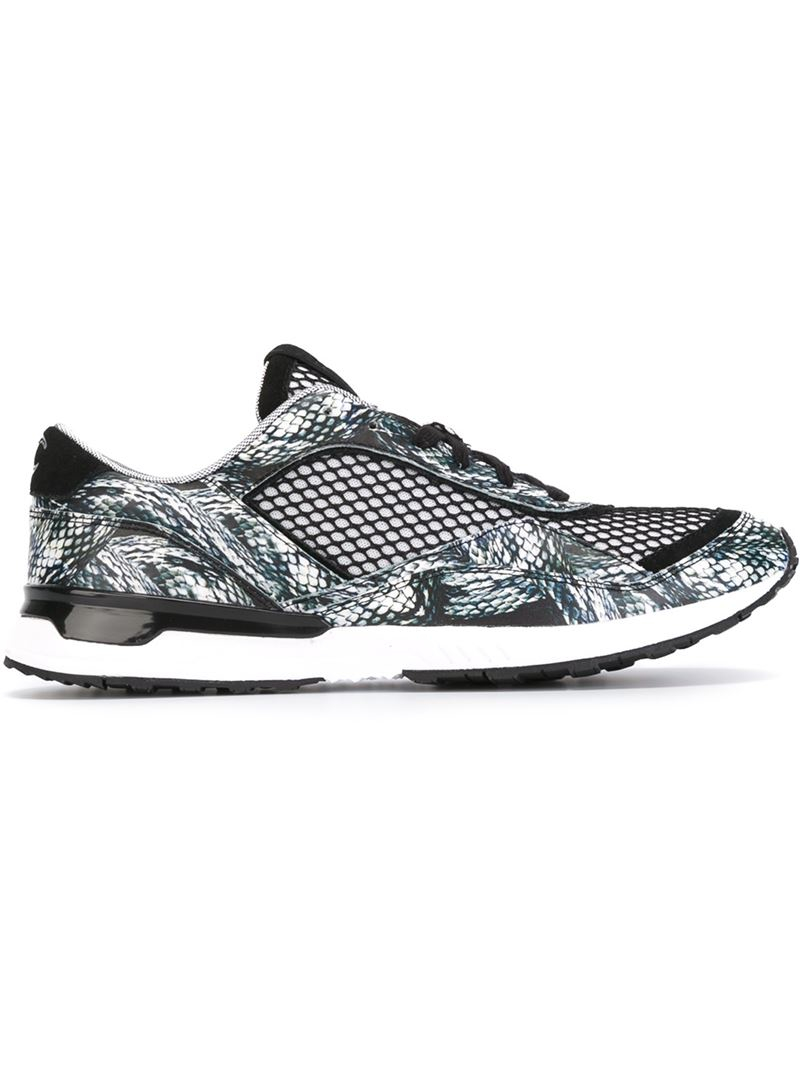 Just Cavalli Snake Print Mesh Sneakers in Black for Men - Lyst