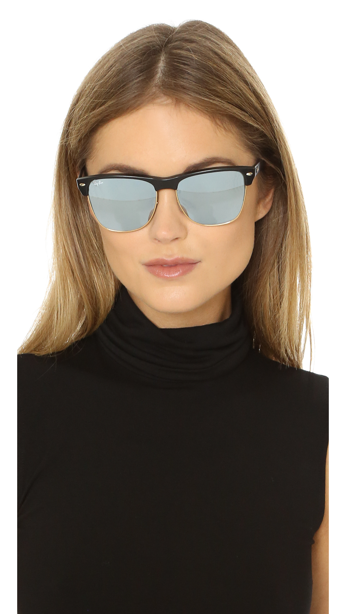 Ray Ban Oversized Mirrored Clubmaster Sunglasses In Black Lyst