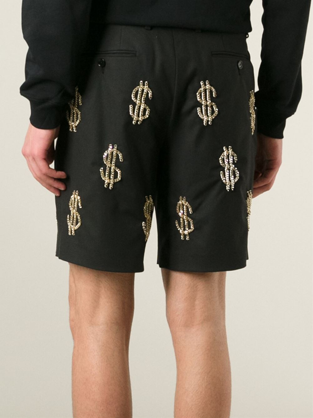 Moschino Chain Dollar Sign Shorts in Black for Men - Lyst
