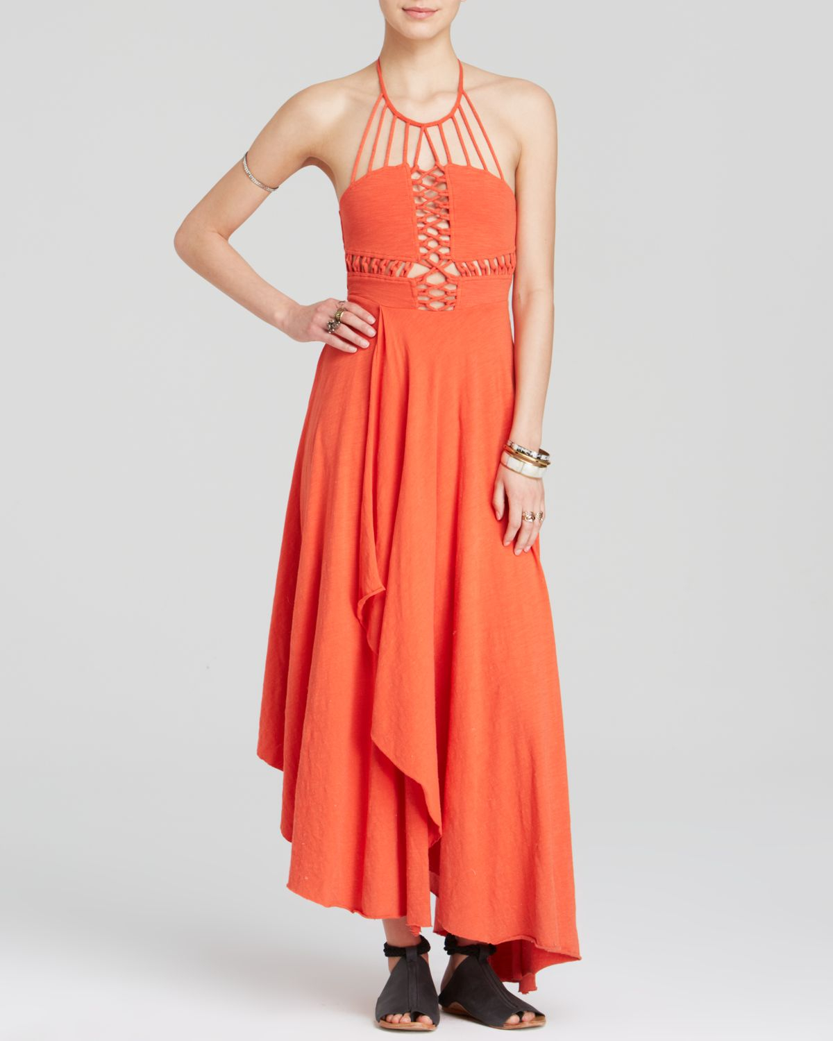 Free People Maxi Dress - Beautiful Stanger Knit in Red (Summer Red)