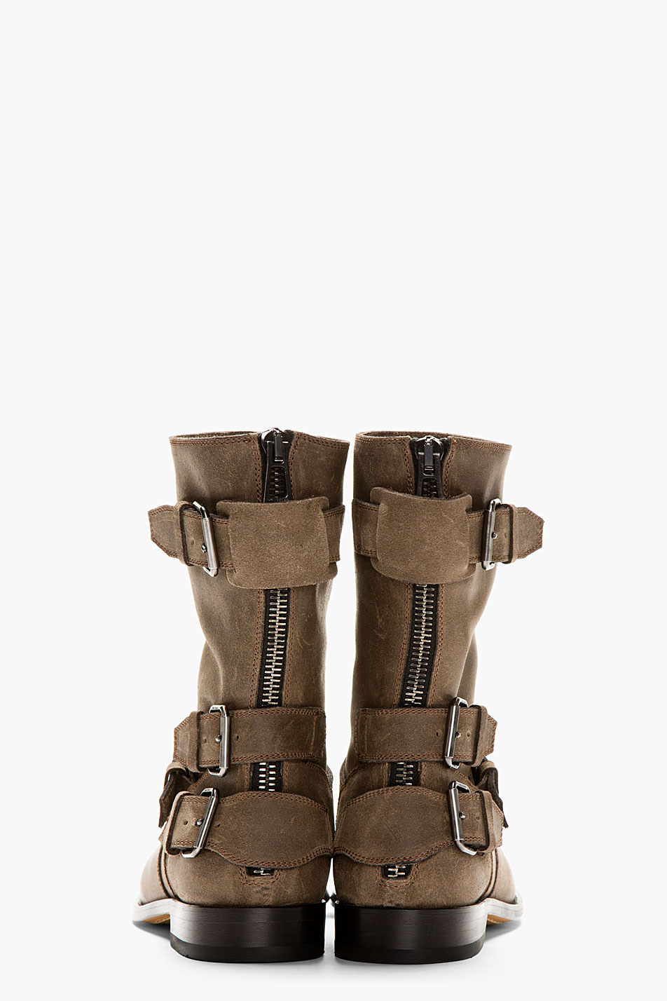 Belstaff Khaki Grey Suede Biker Boot in Natural for Men Lyst