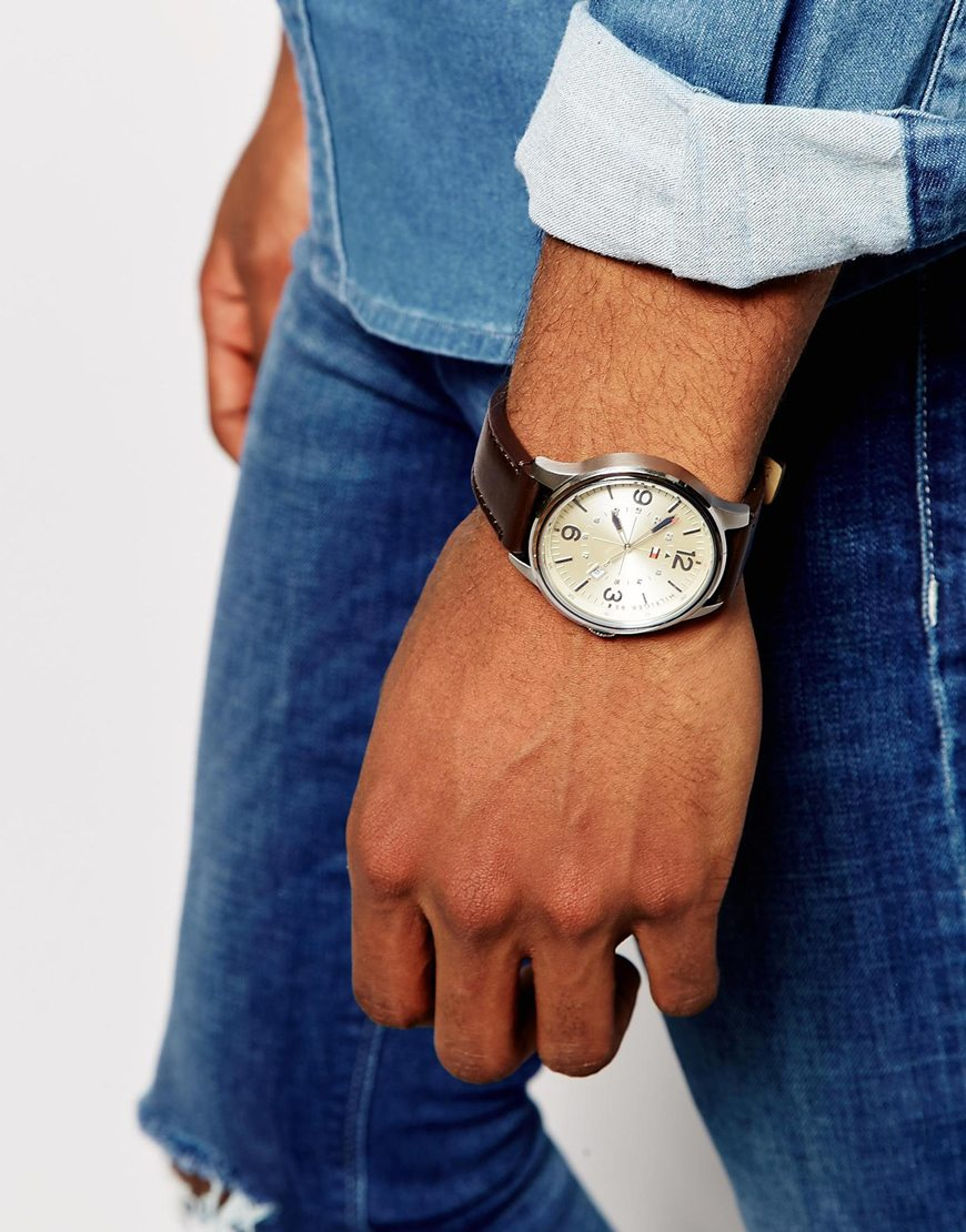 tommy hilfiger luke leather strap watch 1791118