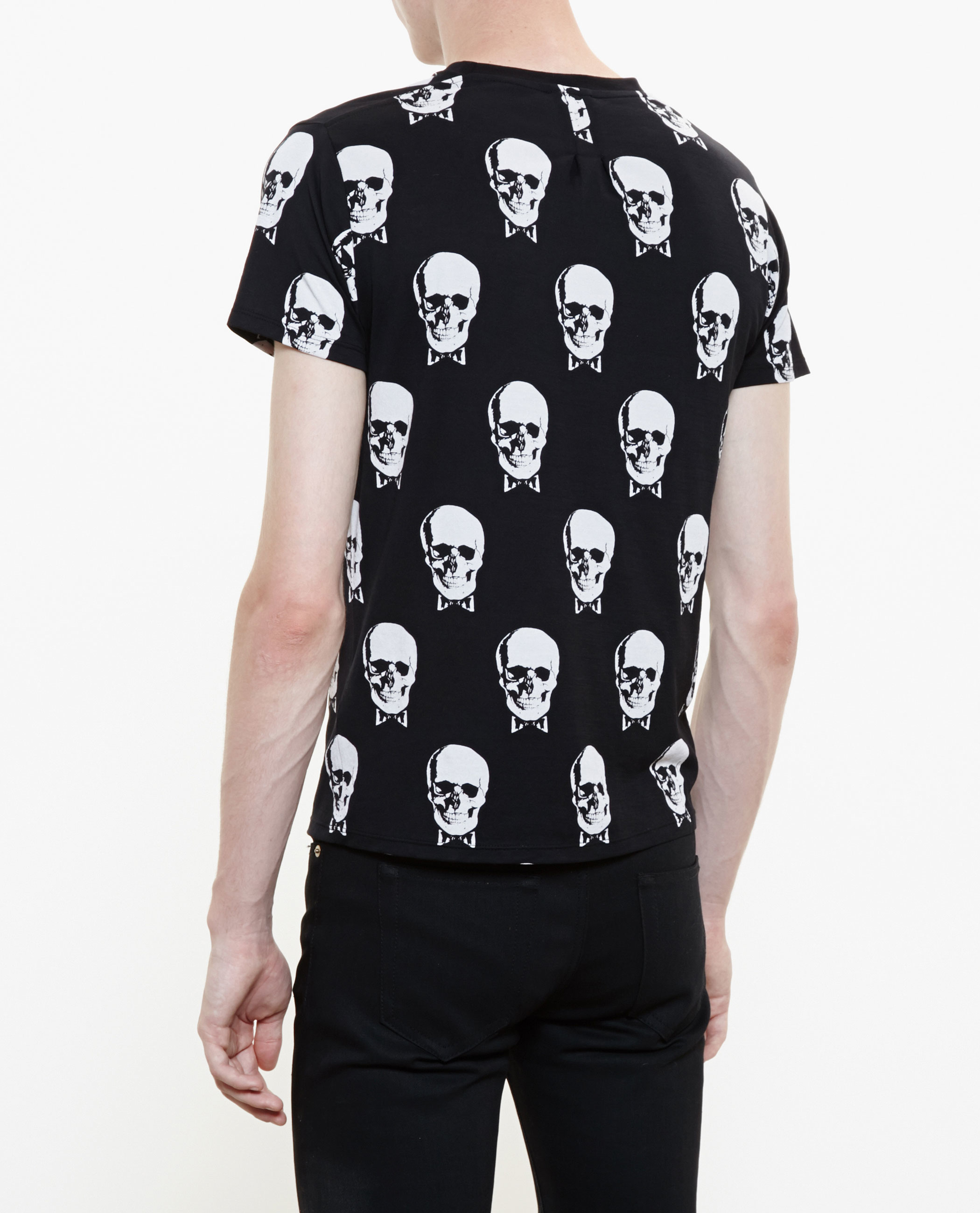 Saint Laurent Skull-print Cotton-jersey T-shirt in Black White 
