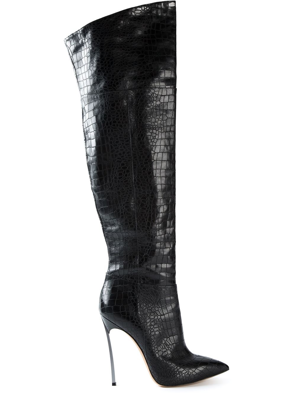 Casadei Over The Knee Length Boots With A Silvertone Stiletto Heel in