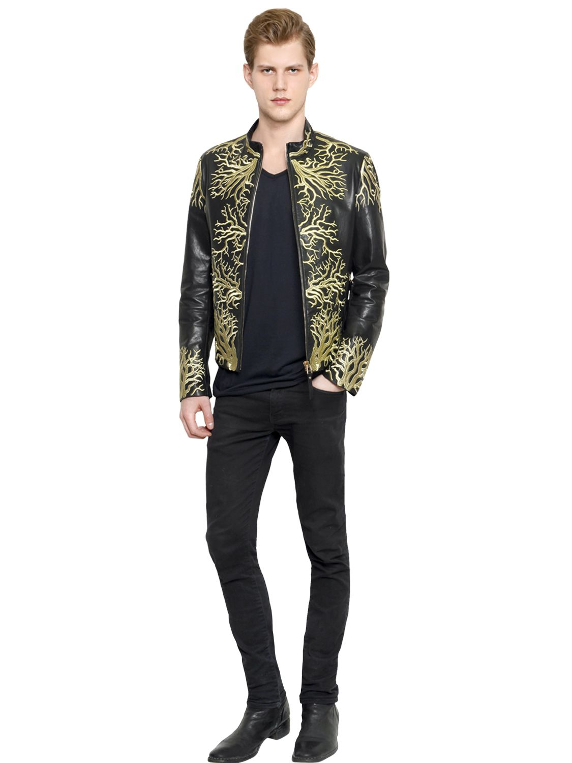 coral leather jacket