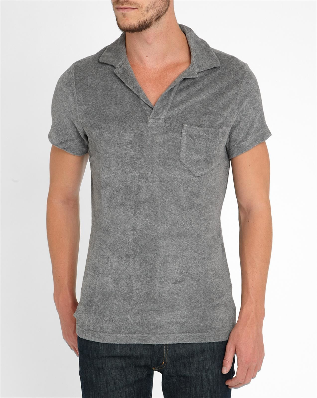 Orlebar brown Grey Cotton Towel Polo Shirt in Gray for Men Lyst
