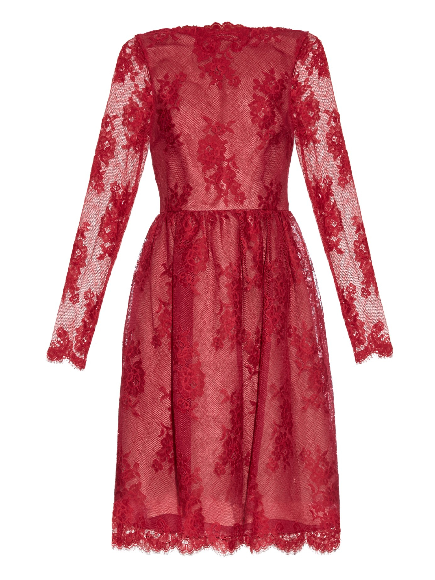 Erdem Dolores Floral-lace Dress in Red - Lyst