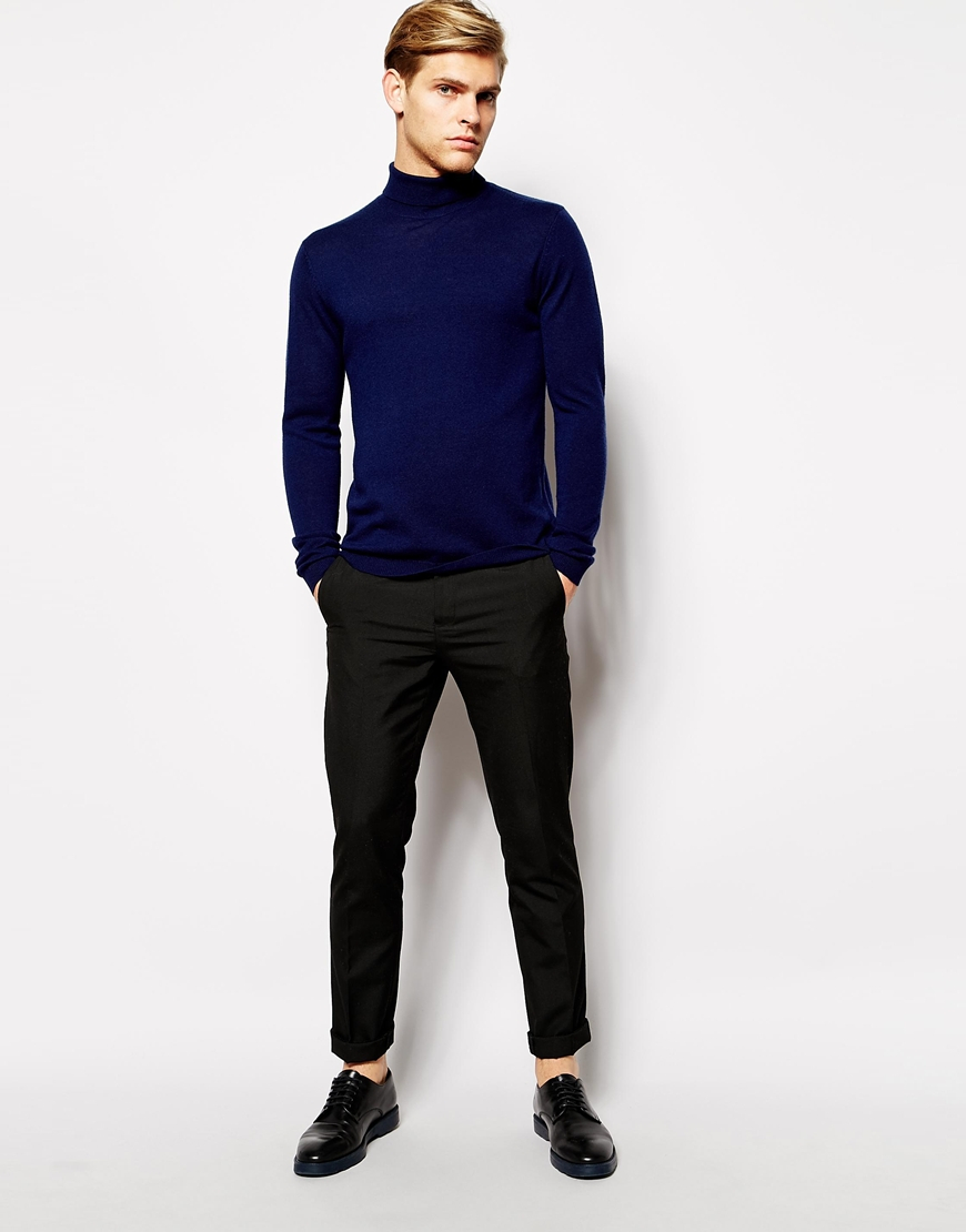 navy blue roll neck