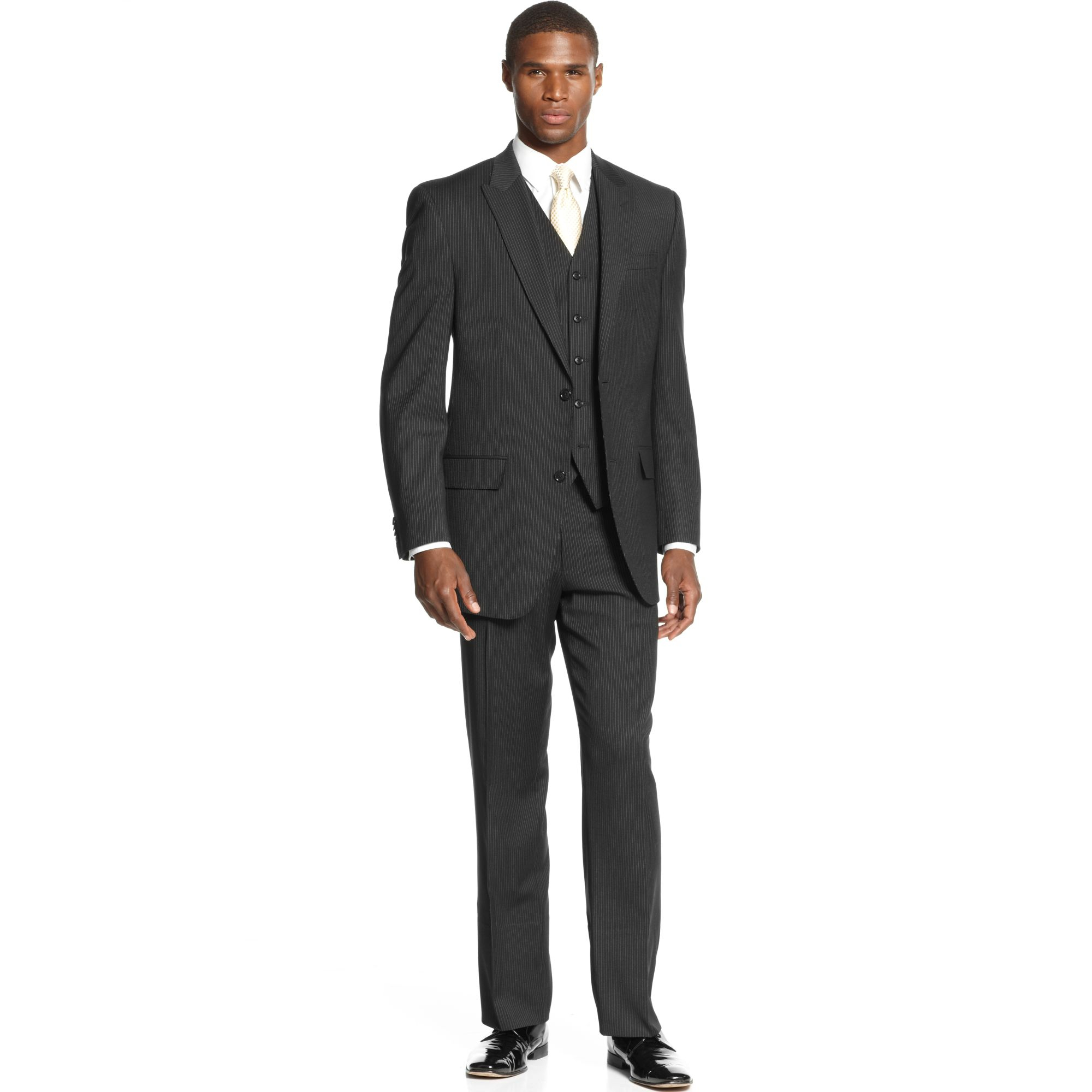 Sean John Black Pinstripe Vested Big and Tall in Black for Men | Lyst