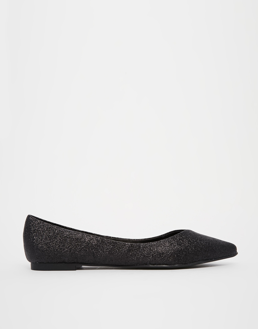 ALDO Waelle Black Glitter Ballerina Flat Shoes | Lyst