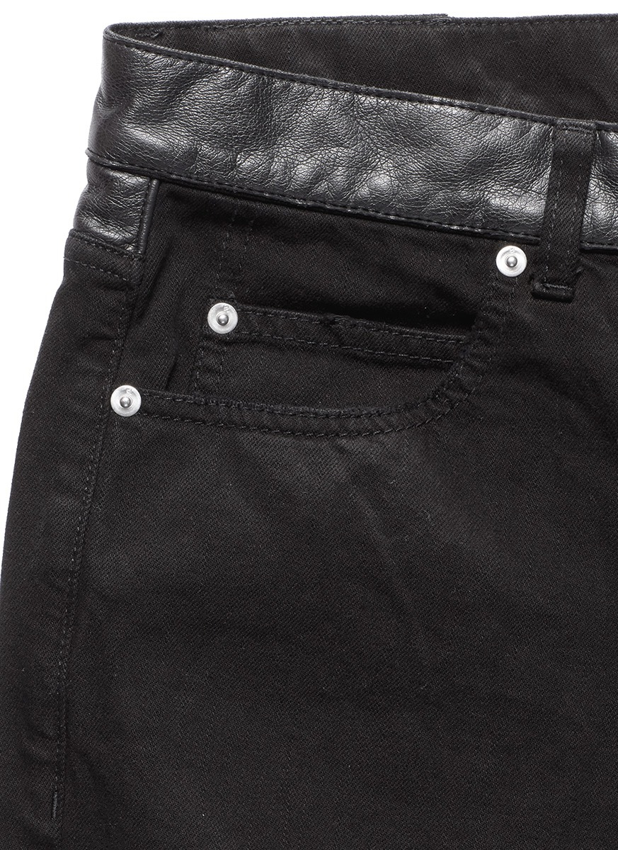 McQ Faux Leather Panel Skinny Jeans in Black for Men - Lyst