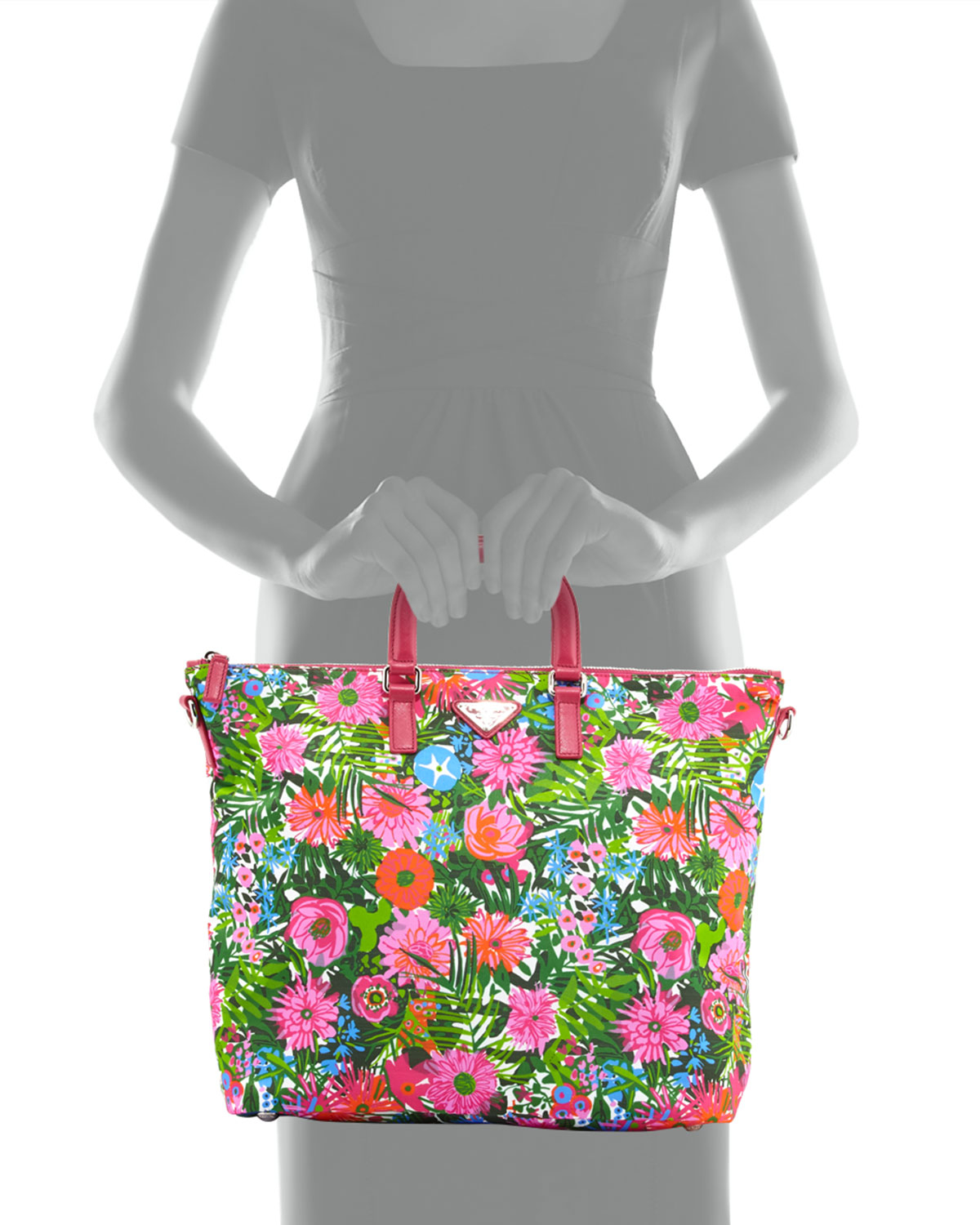 Prada Floral-Print Nylon Tote Bag in Pink (PINK FLORAL) | Lyst