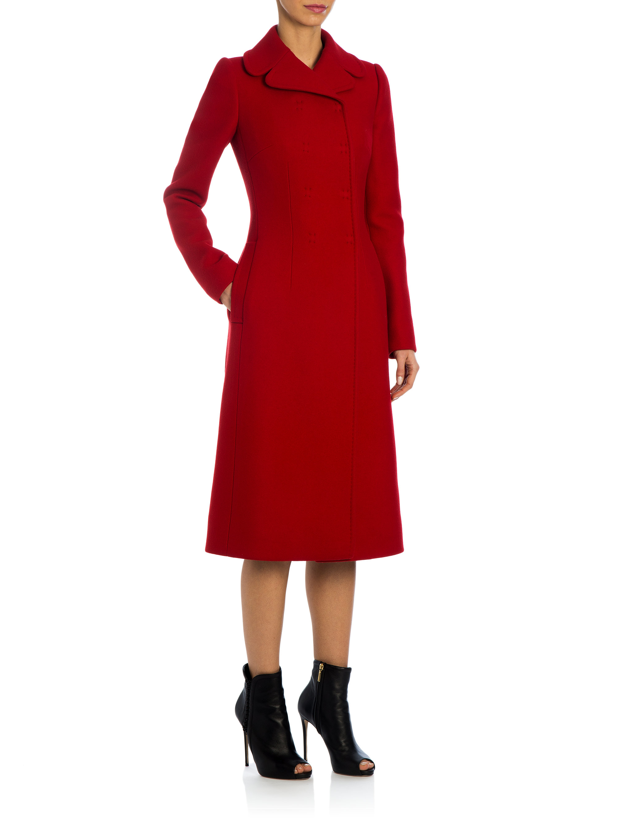dark red wool coat