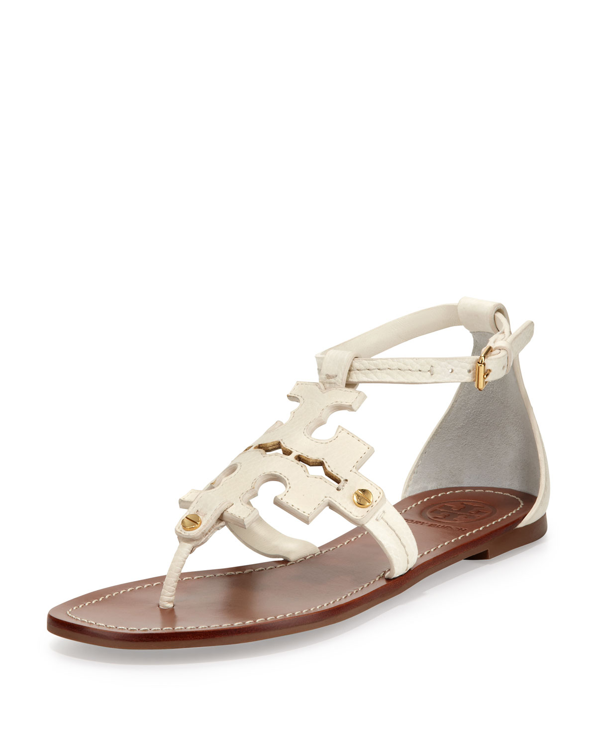 Tory Burch Phoebe Logo Thong Sandal Ivory in White - Lyst