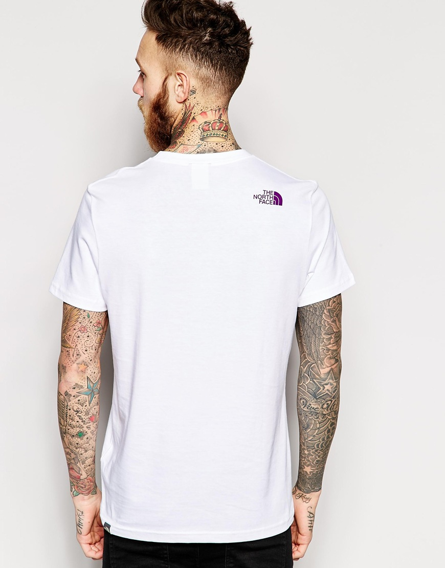 The north face T-Shirt With Mountain Line Logo in White for Men | Lyst