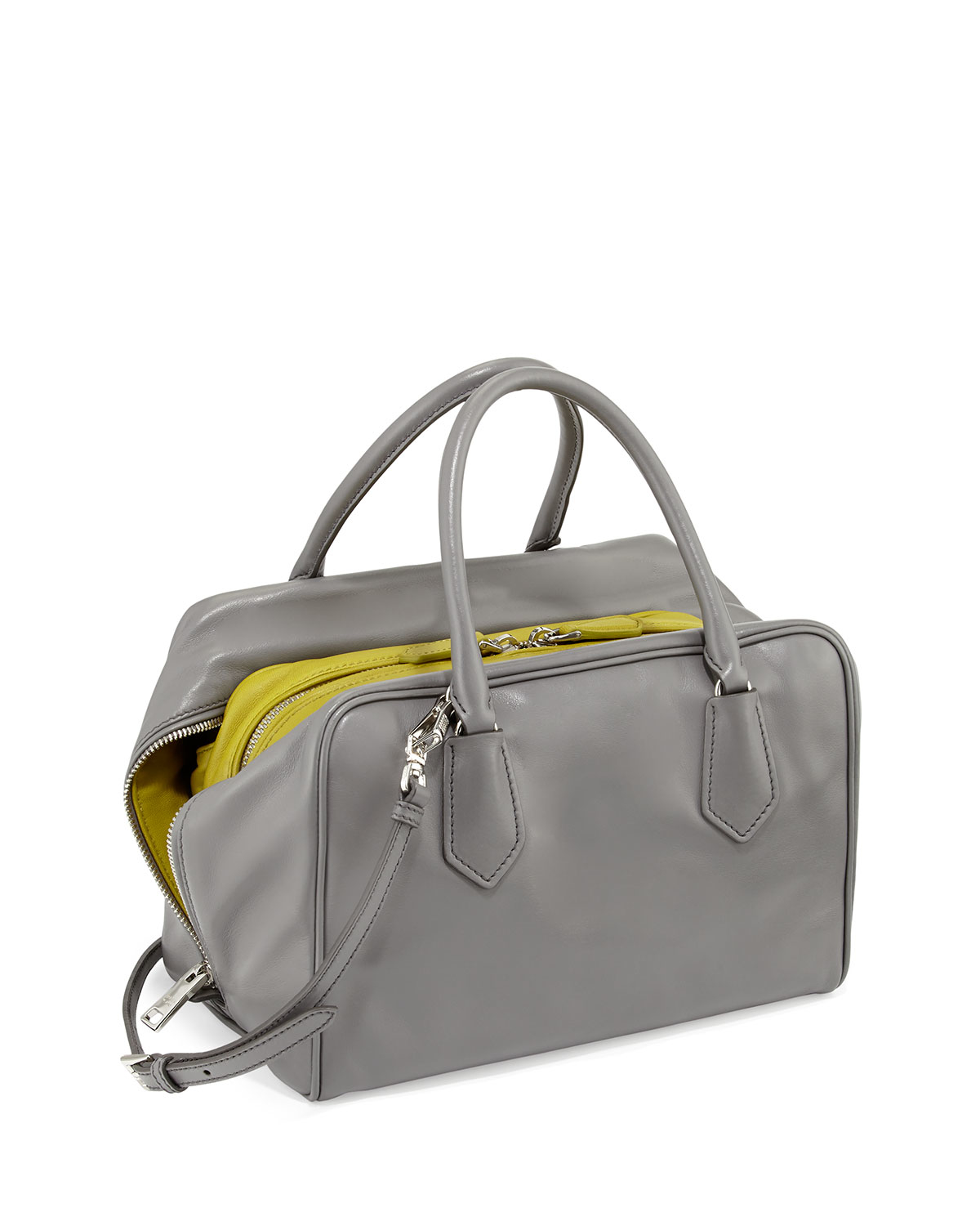 Prada Soft Leather Medium Inside Bag in Gray | Lyst  