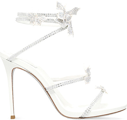 white butterfly heels