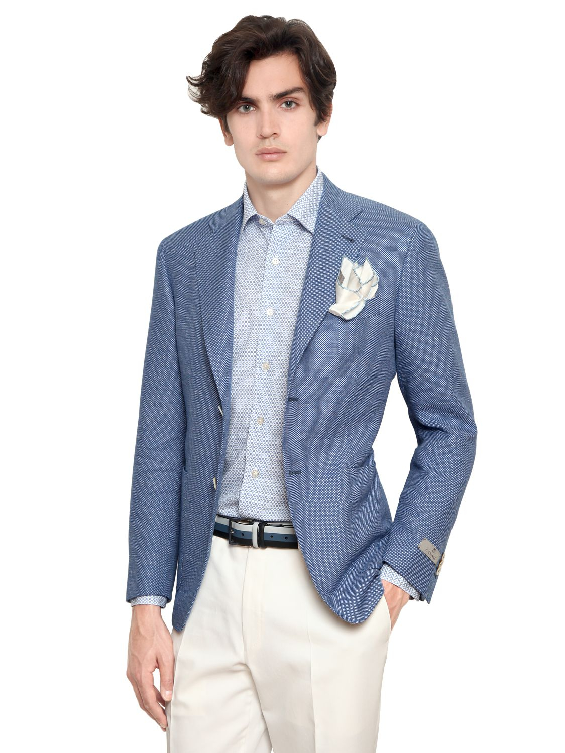 Lyst - Canali Cotton Blend Birdseye Kei Jacket in Blue for Men