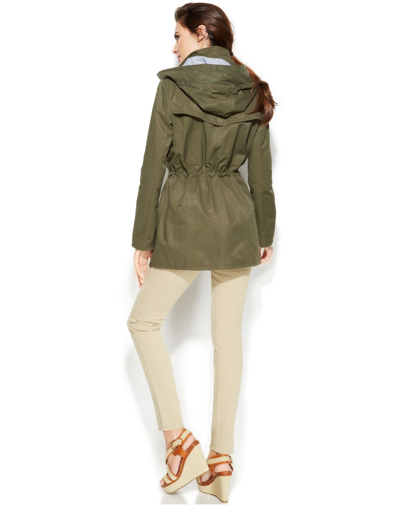 cinched waist parka