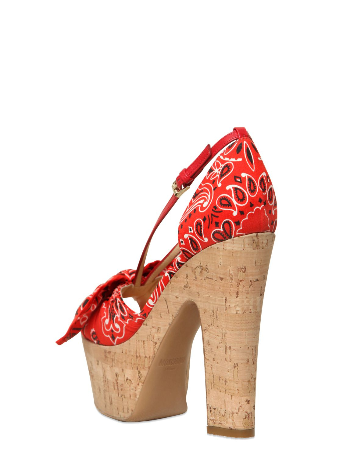 Lyst Moschino 135mm Bandana Printed Cotton Sandals in Red