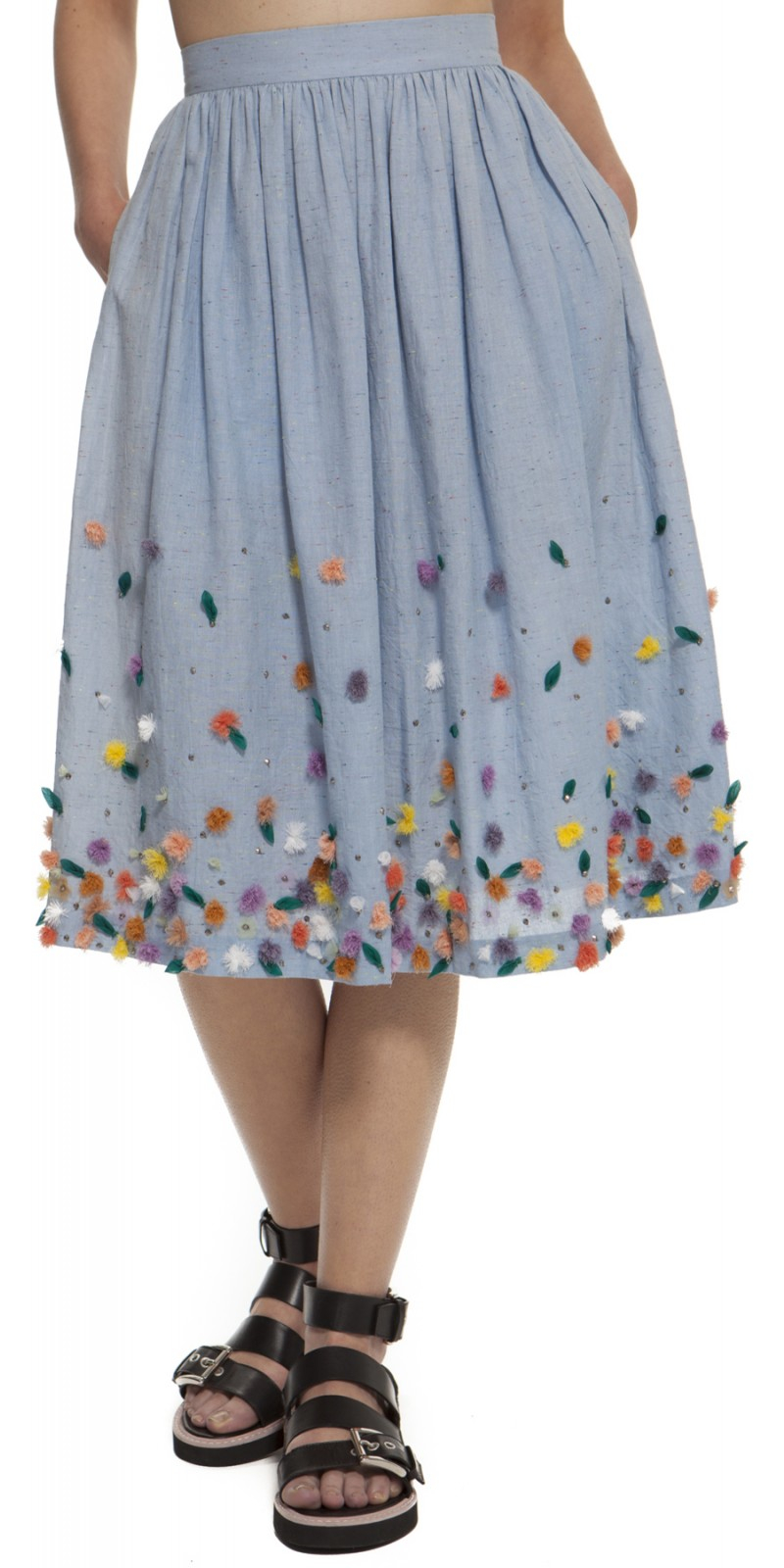 Suno Cinched Waist Skirt in Blue Lyst