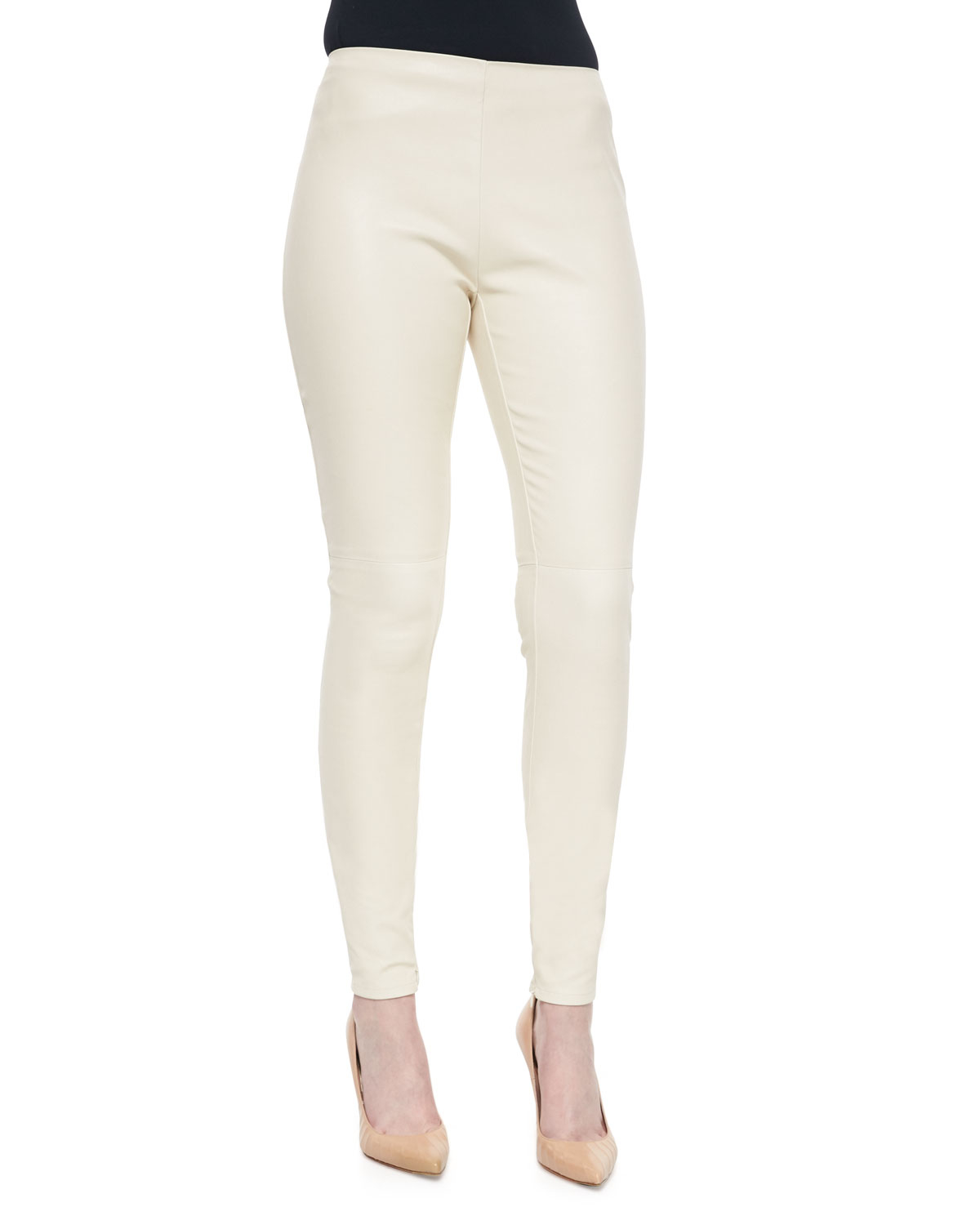 cream leather pants
