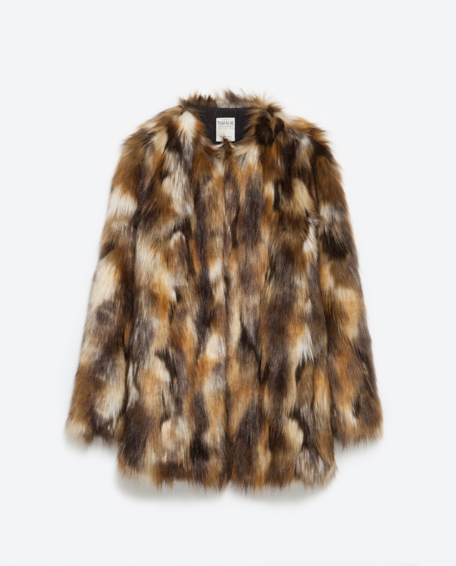 Zara Faux Fur Jacket in Brown | Lyst