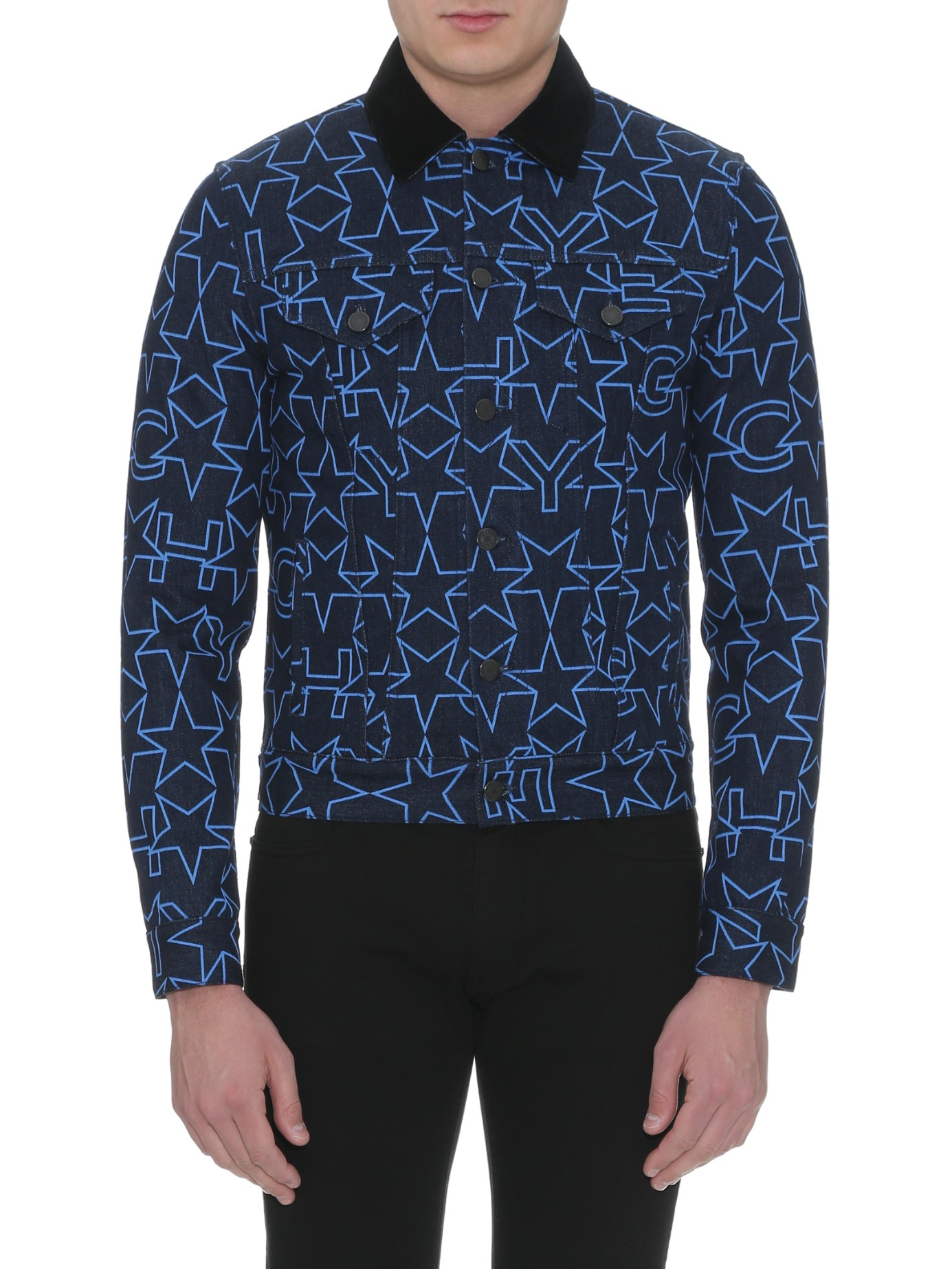 Givenchy Star-print Denim Jacket in Navy (Blue) for Men - Lyst