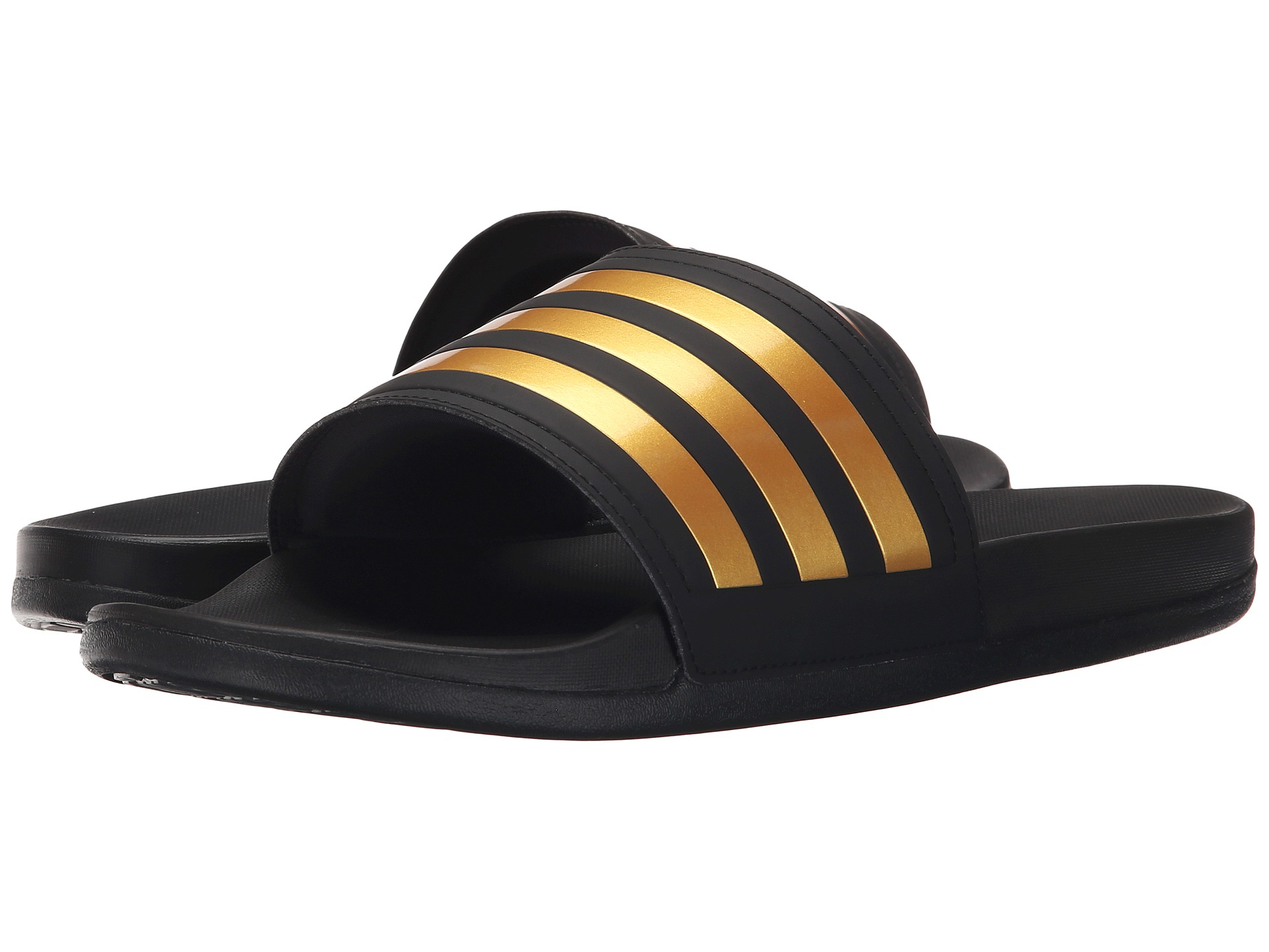 adidas slippers black and gold