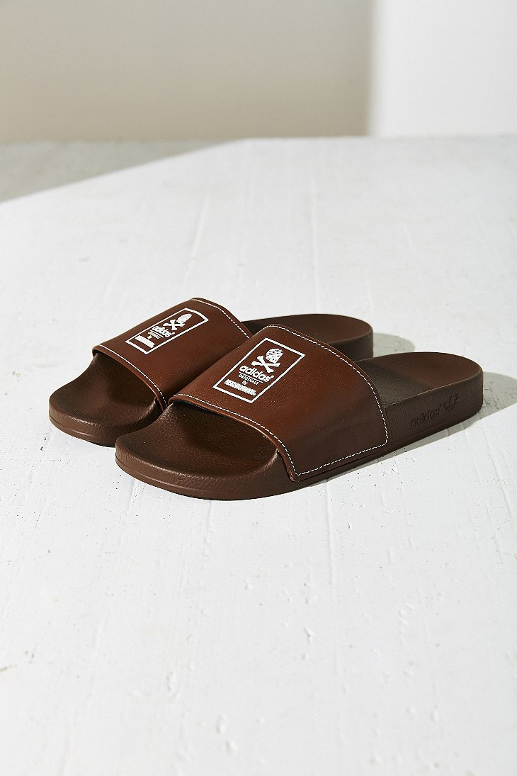 adidas Originals X Neighborhood Adilette Slide Sandal in Brown | Lyst