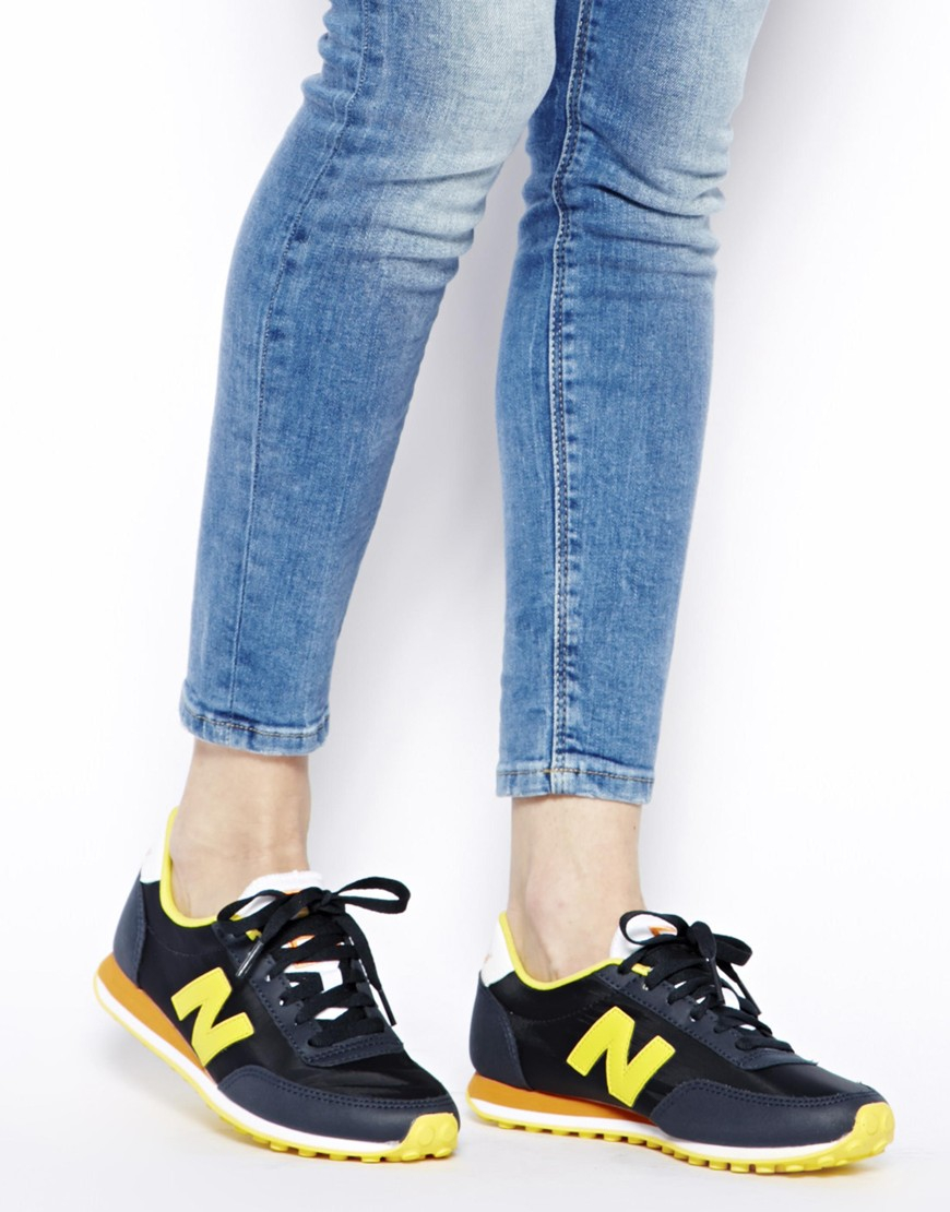 new balance blue yellow 410 trainers