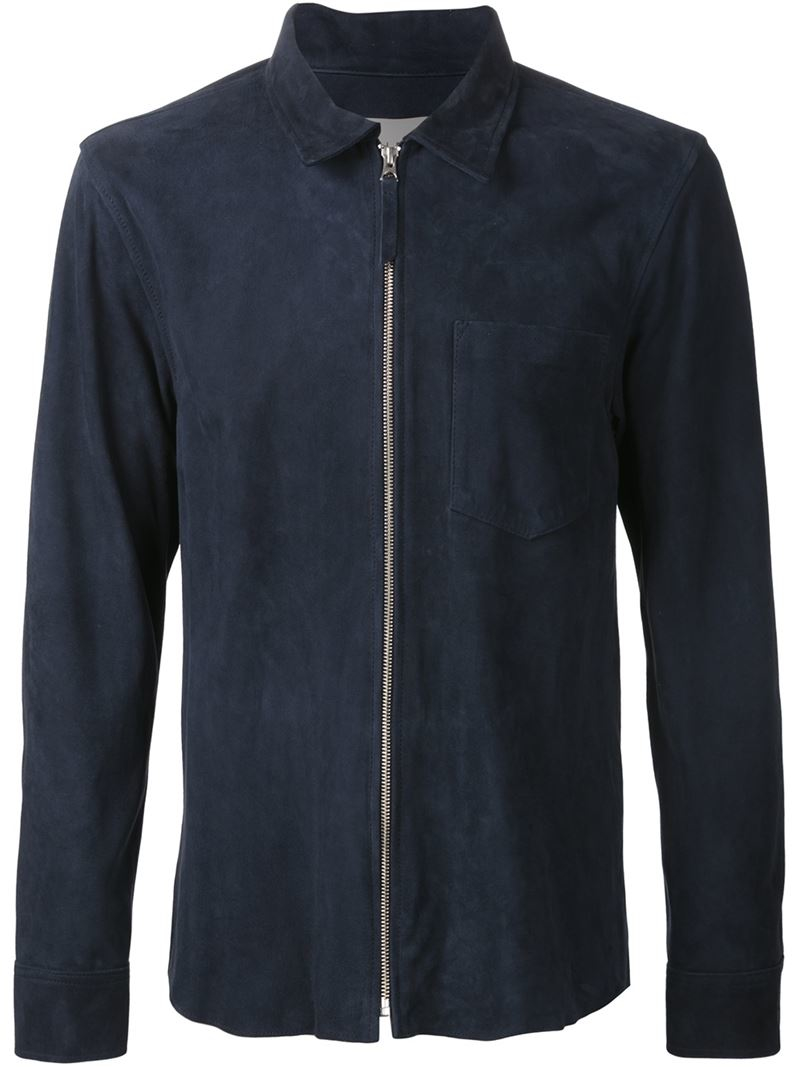 Our Legacy Suede Zip Shirt in Blue for Men - Lyst