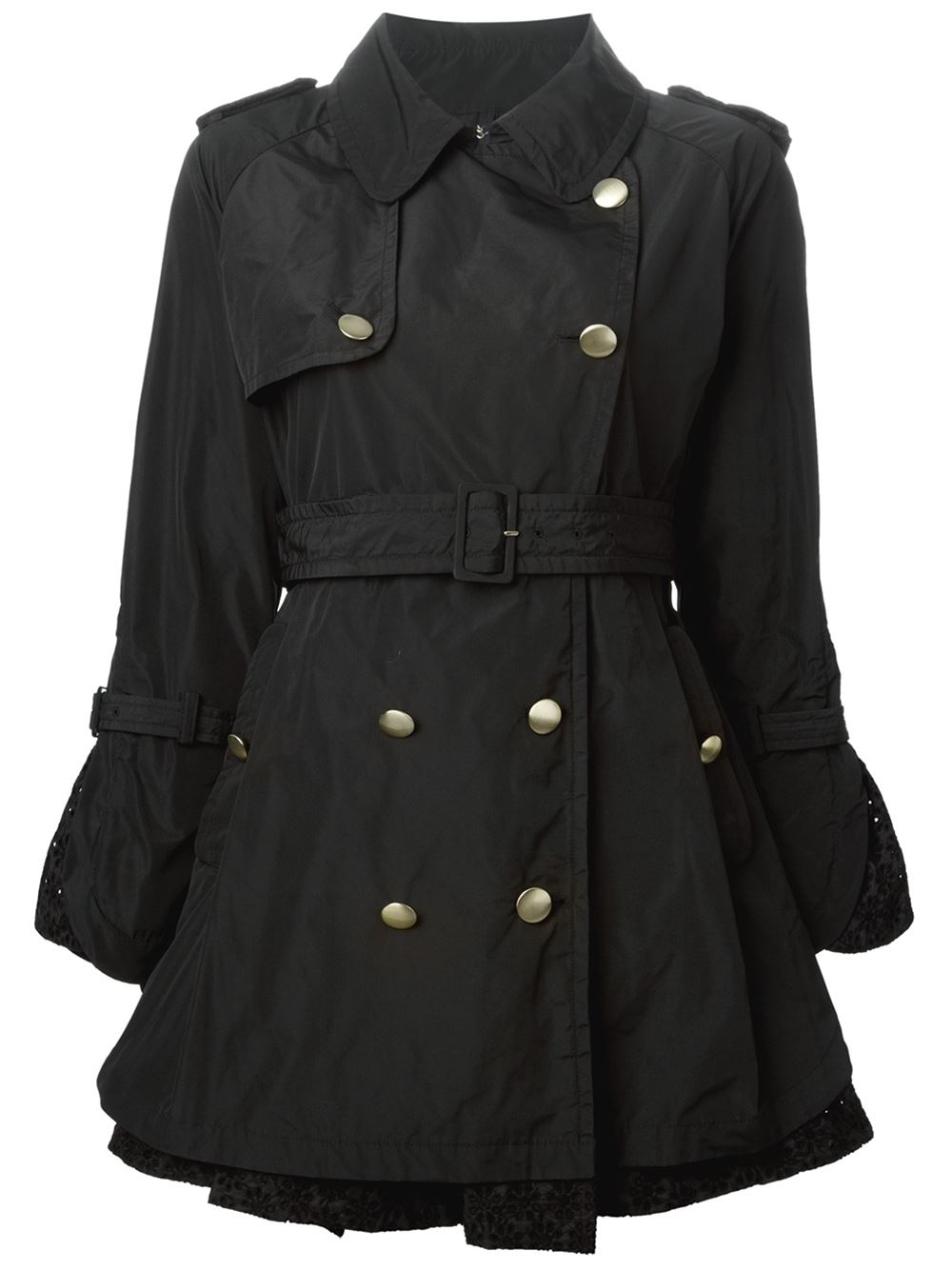 Moncler Macrame Trench Coat in Black | Lyst