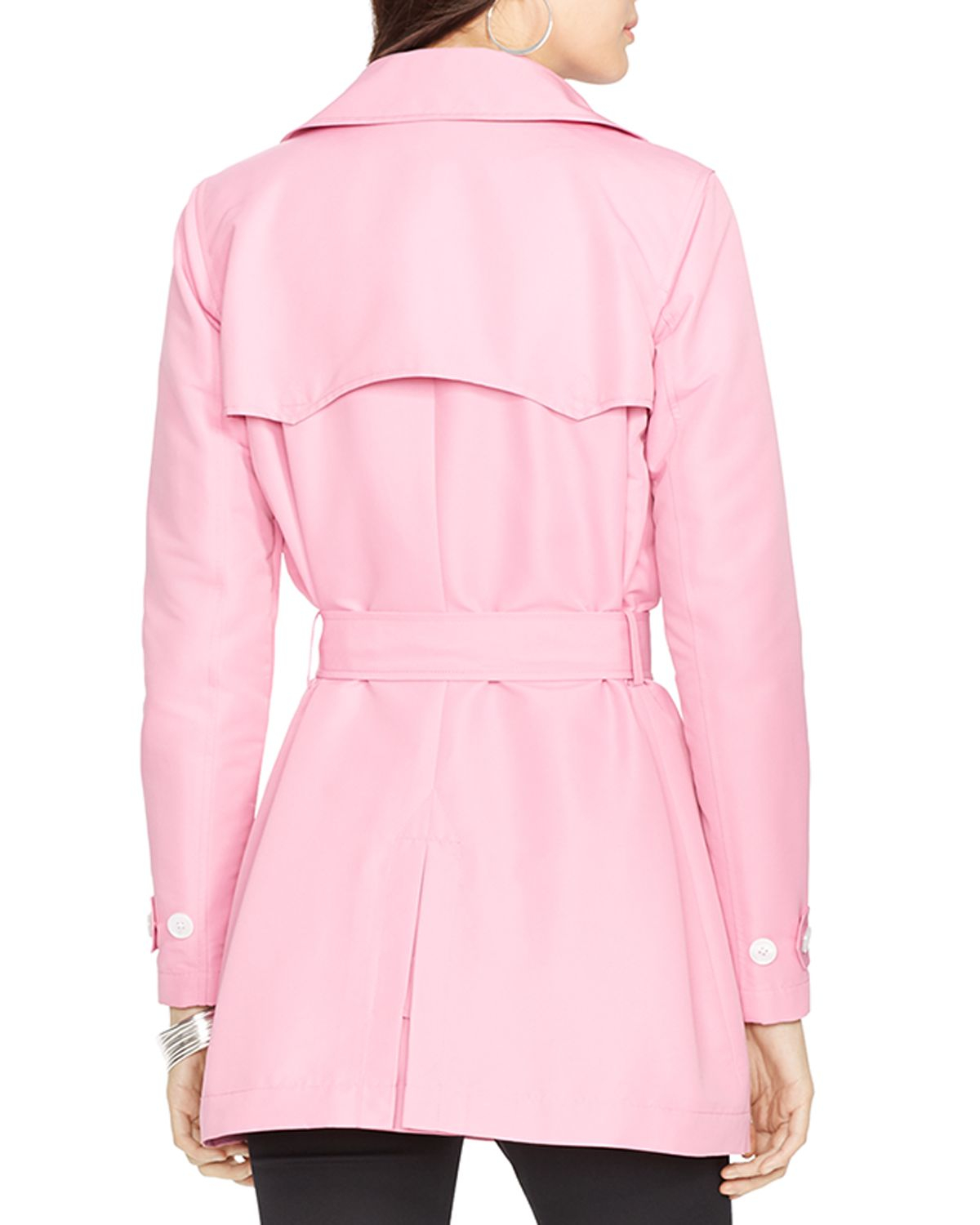 Ralph lauren Lauren Double Breasted Trench Coat in Pink | Lyst
