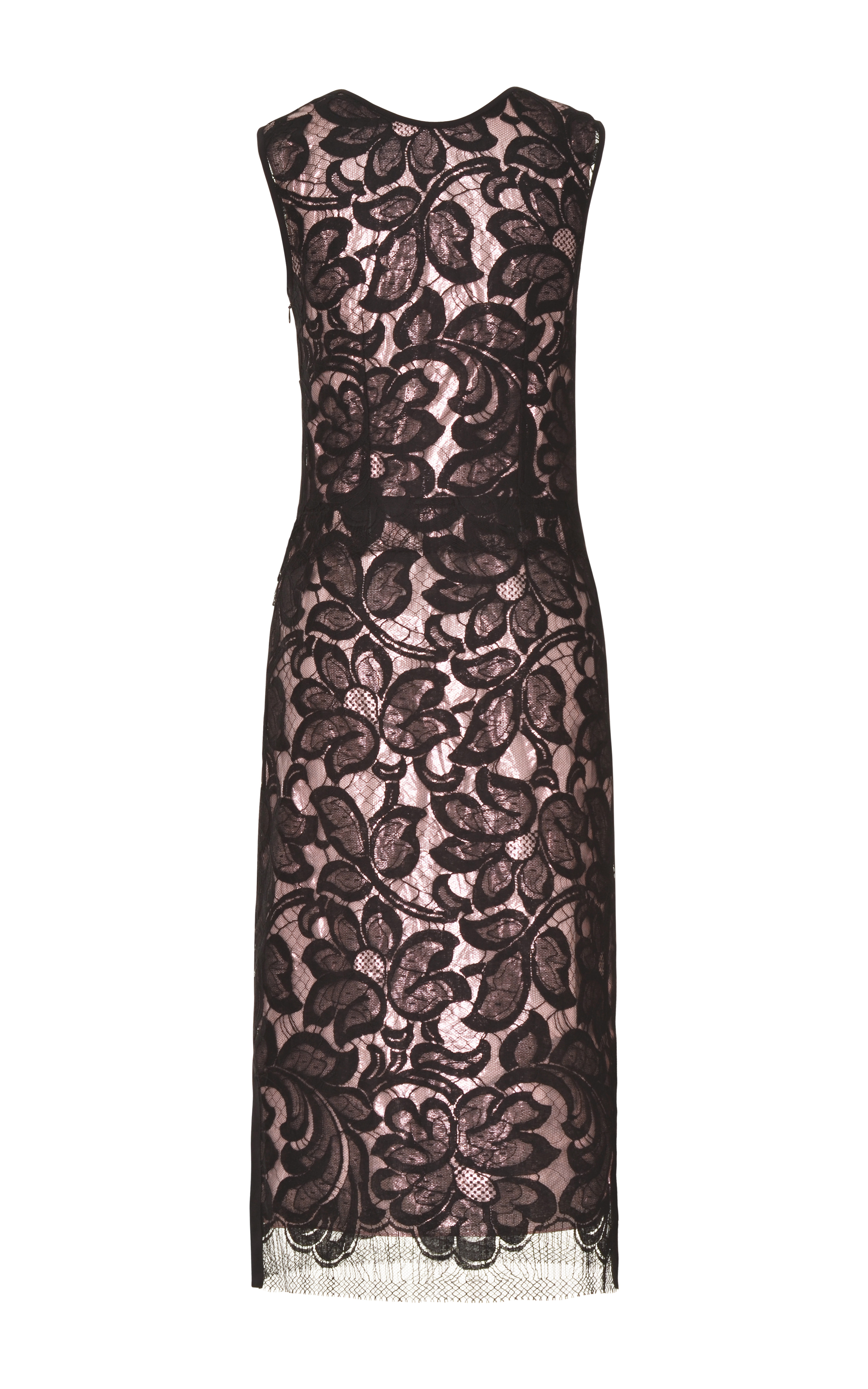 pink and black lace dress