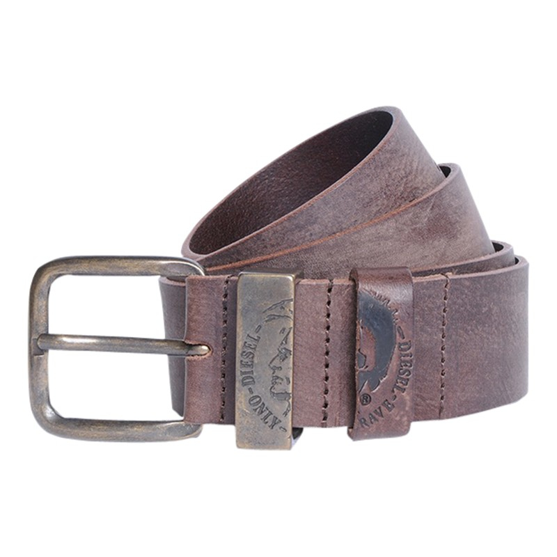 DIESEL B-frag Mohawk Leather Belt in Brown for Men - Lyst
