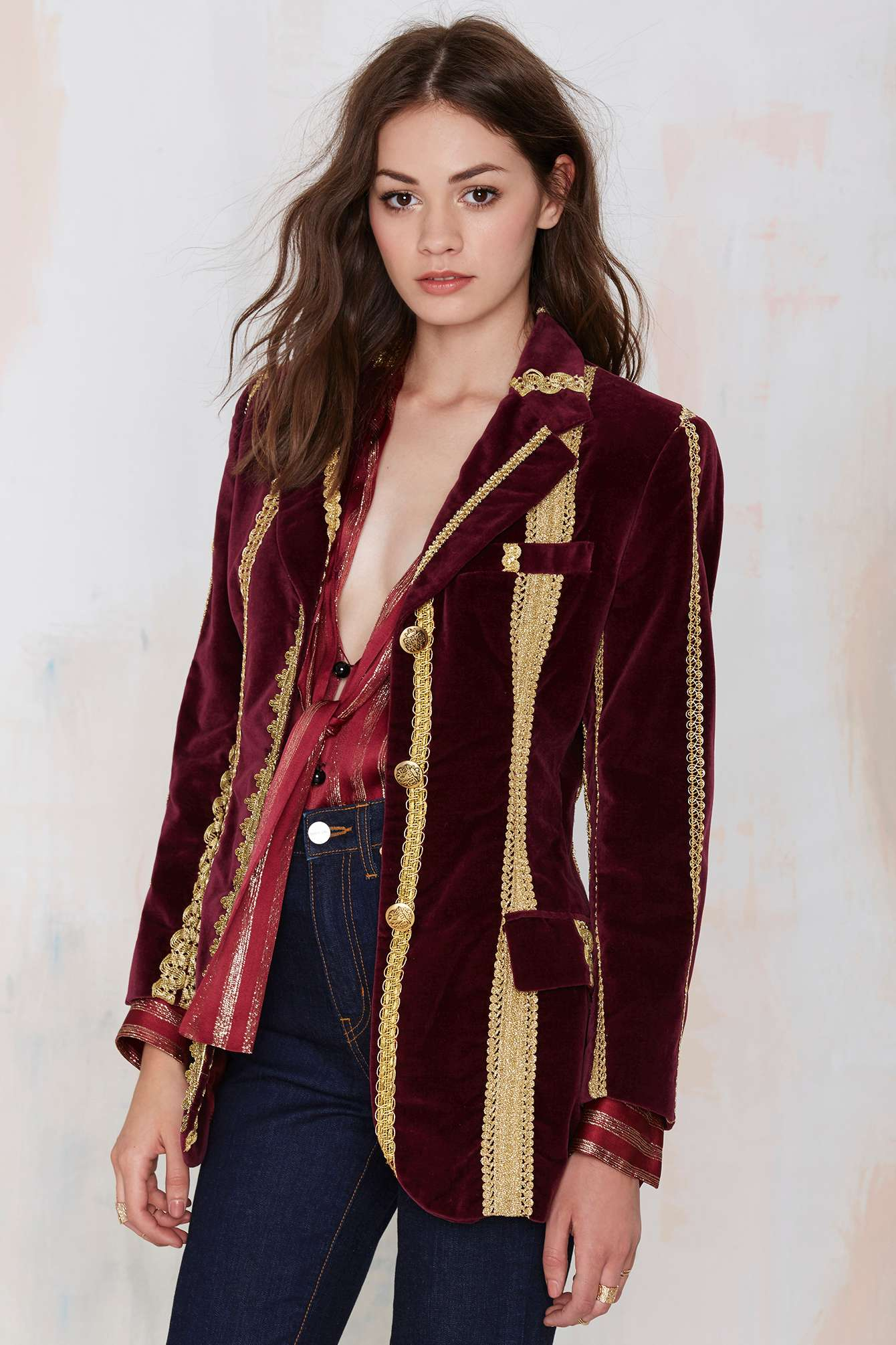 Nasty gal Vintage Dolce And Gabbana Lucia Embroidered Velvet Blazer in Purple | Lyst