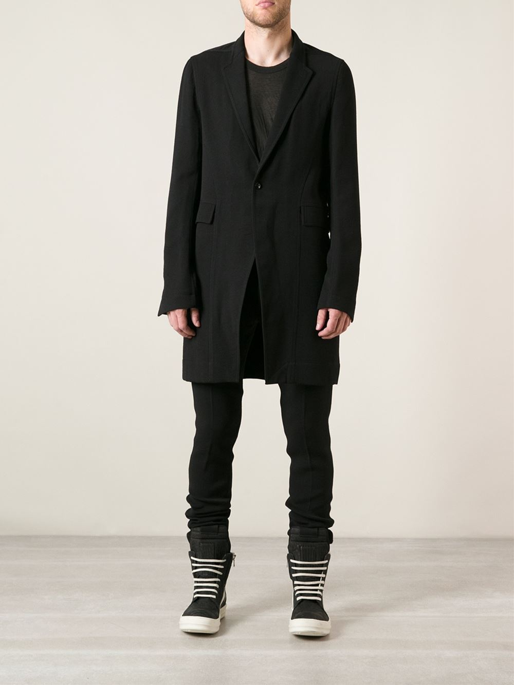Rick Owens Vicious Long Jacket in Black for Men | Lyst