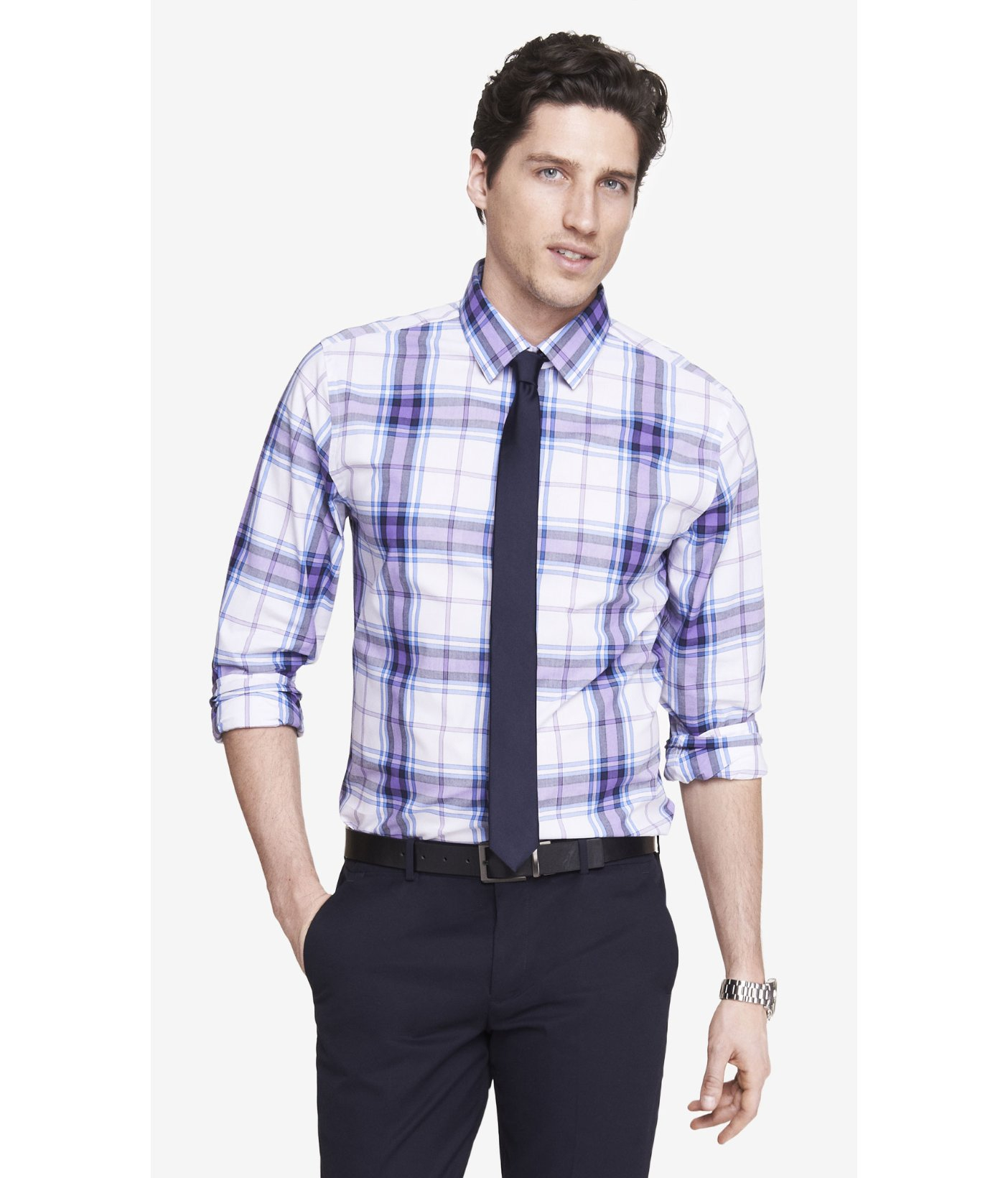 purple plaid dress