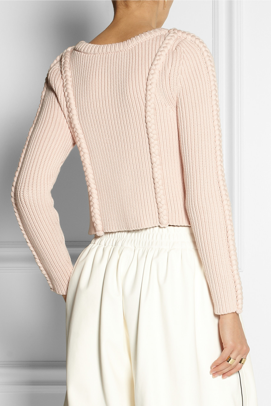 Adam lippes Cropped Chunky-Knit Cotton-Blend Sweater in Natural | Lyst