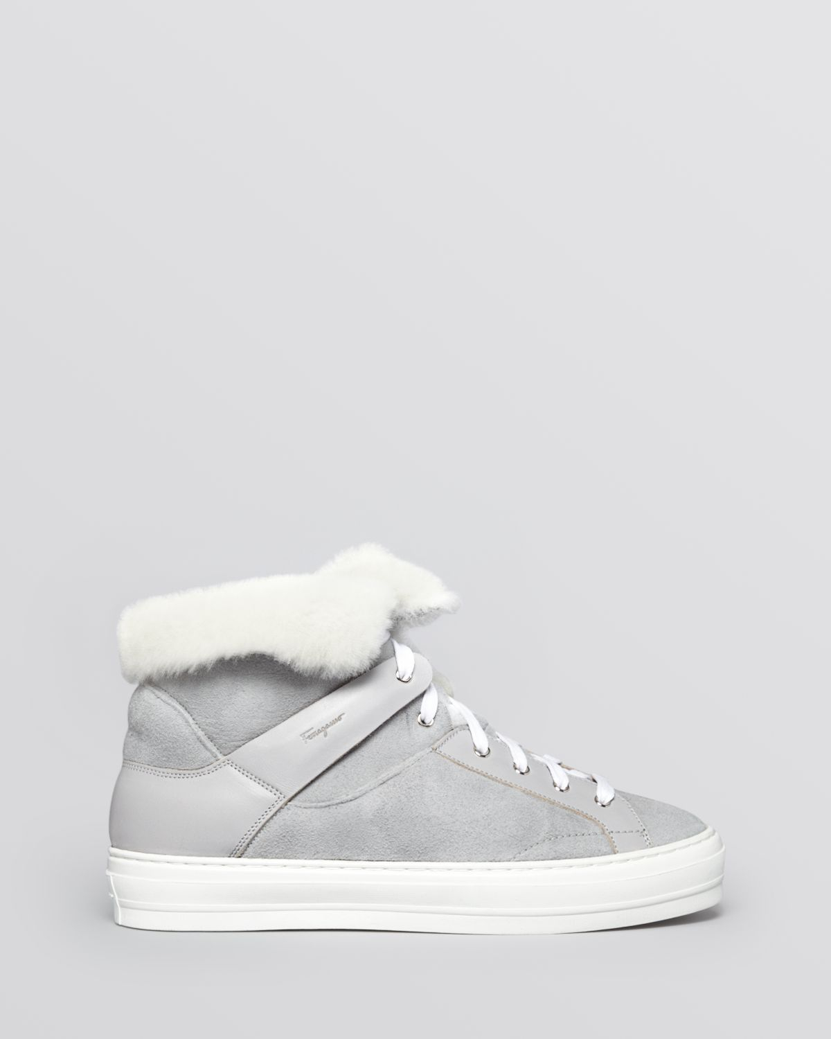 high top sneakers with fur